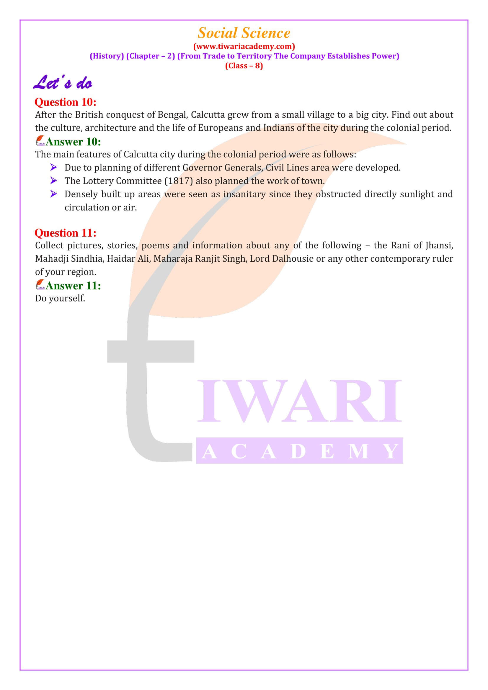 Class 8 Social Science History Chapter 2