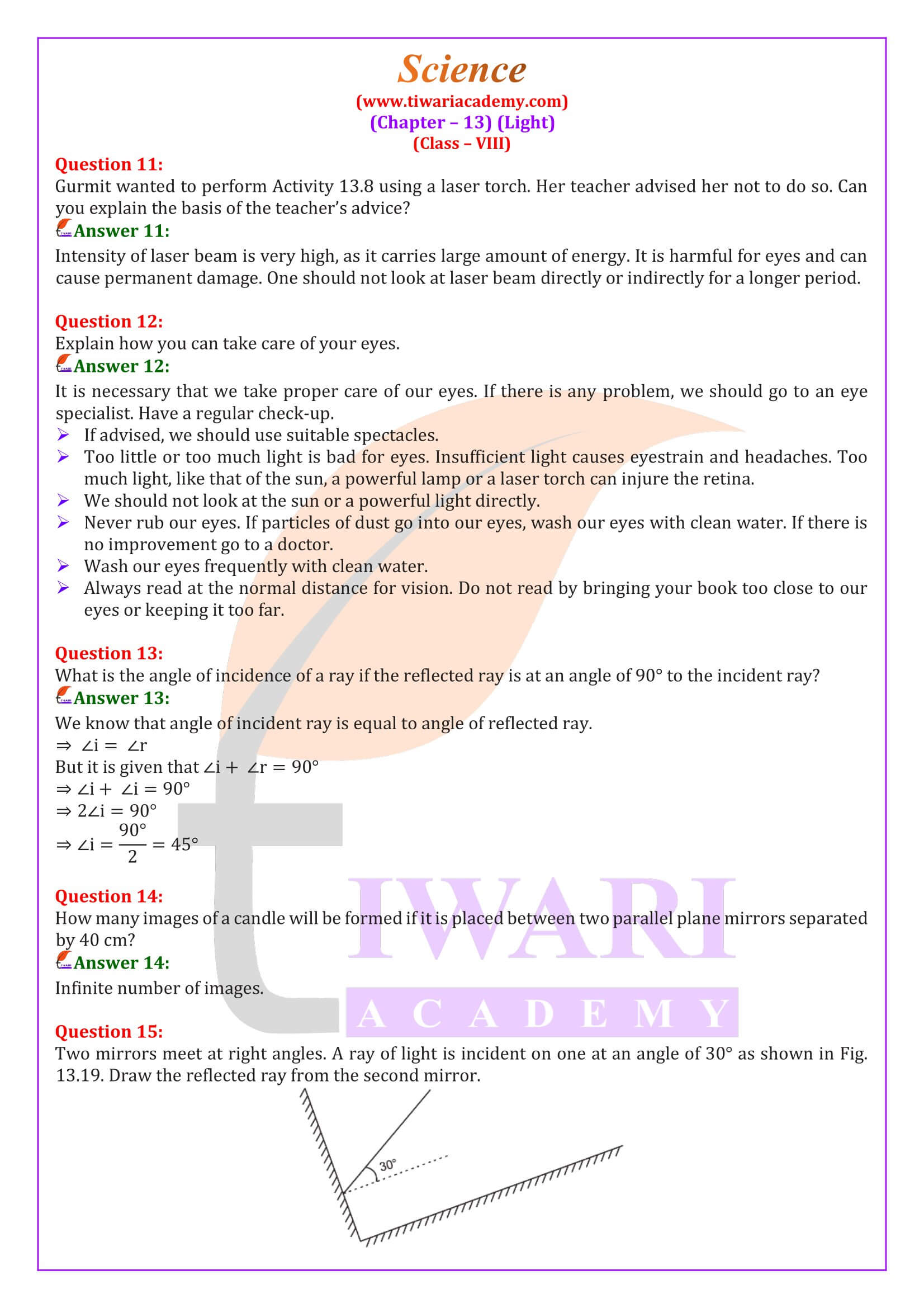 NCERT Solutions for Class 8 Science Chapter 13 for new session