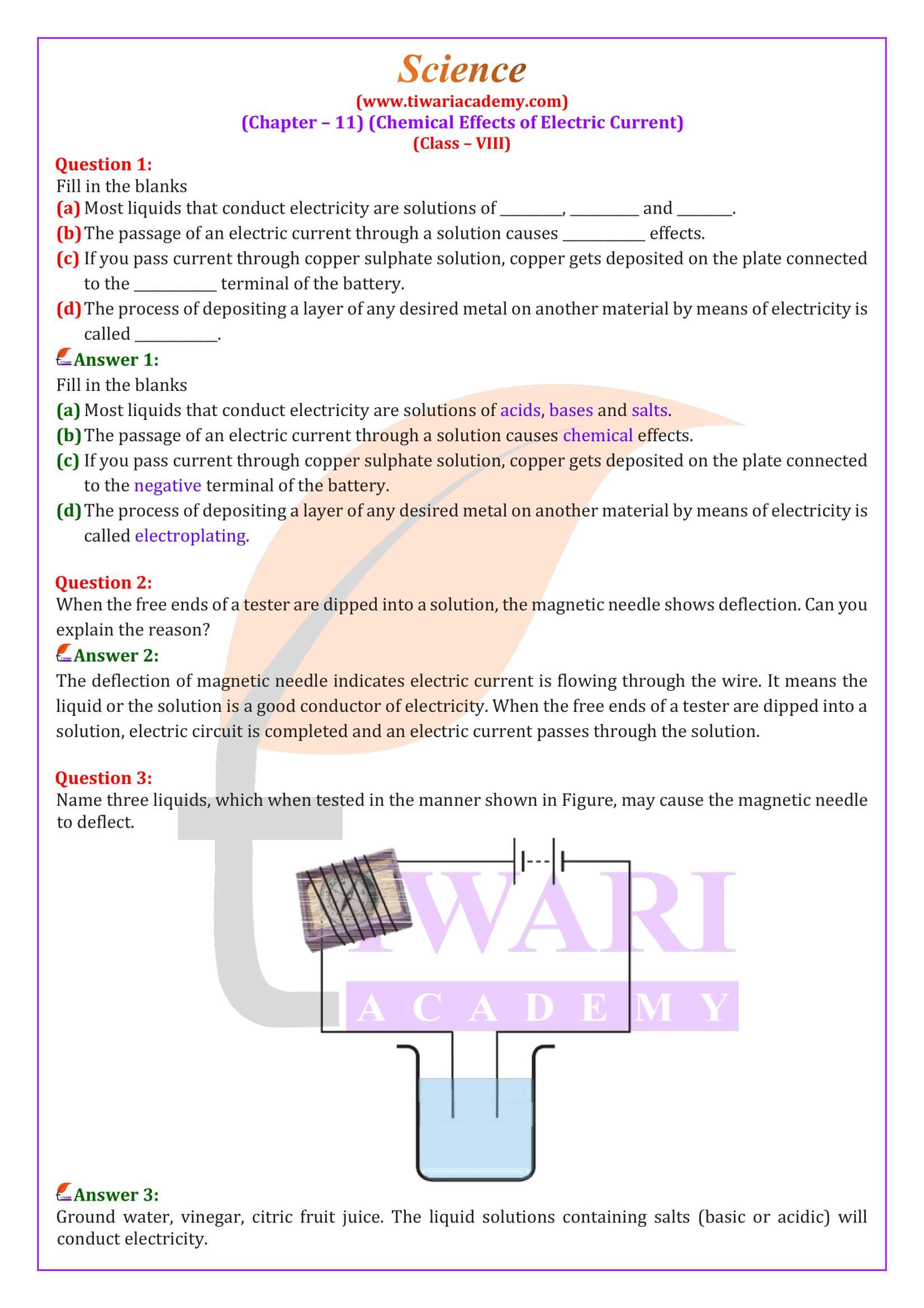 NCERT Solutions for Class 8 Science Chapter 11