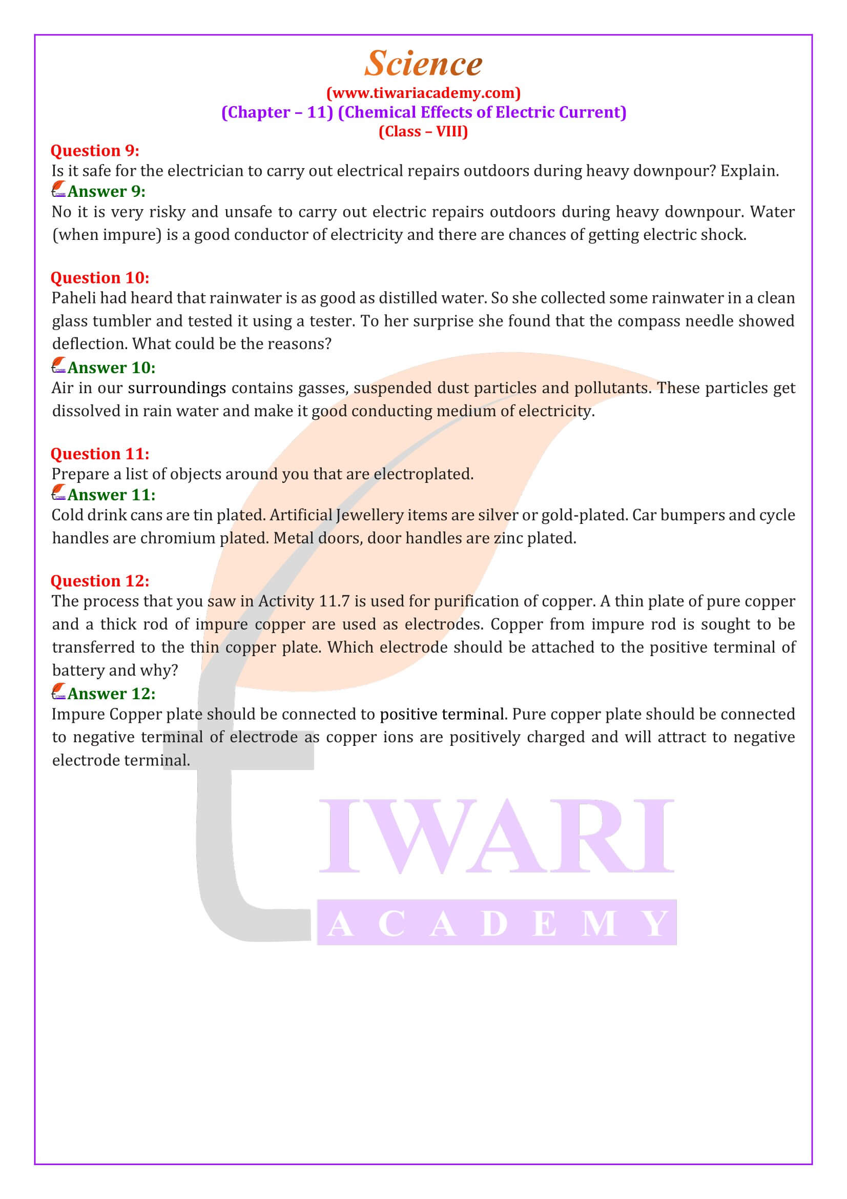 NCERT Solutions for Class 8 Science Chapter 11 in English Medium