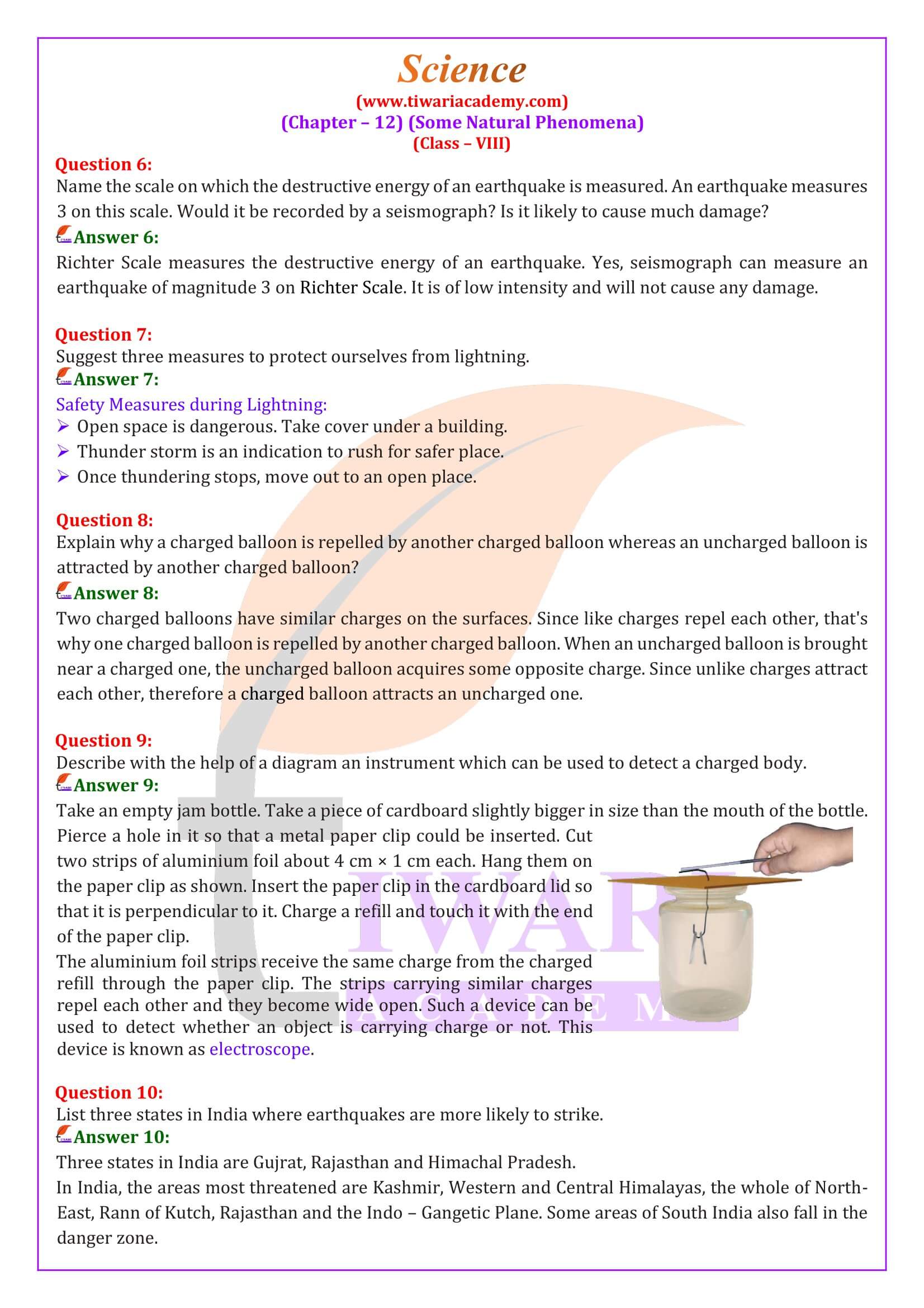 NCERT Solutions for Class 8 Science Chapter 12 Question Answers guide