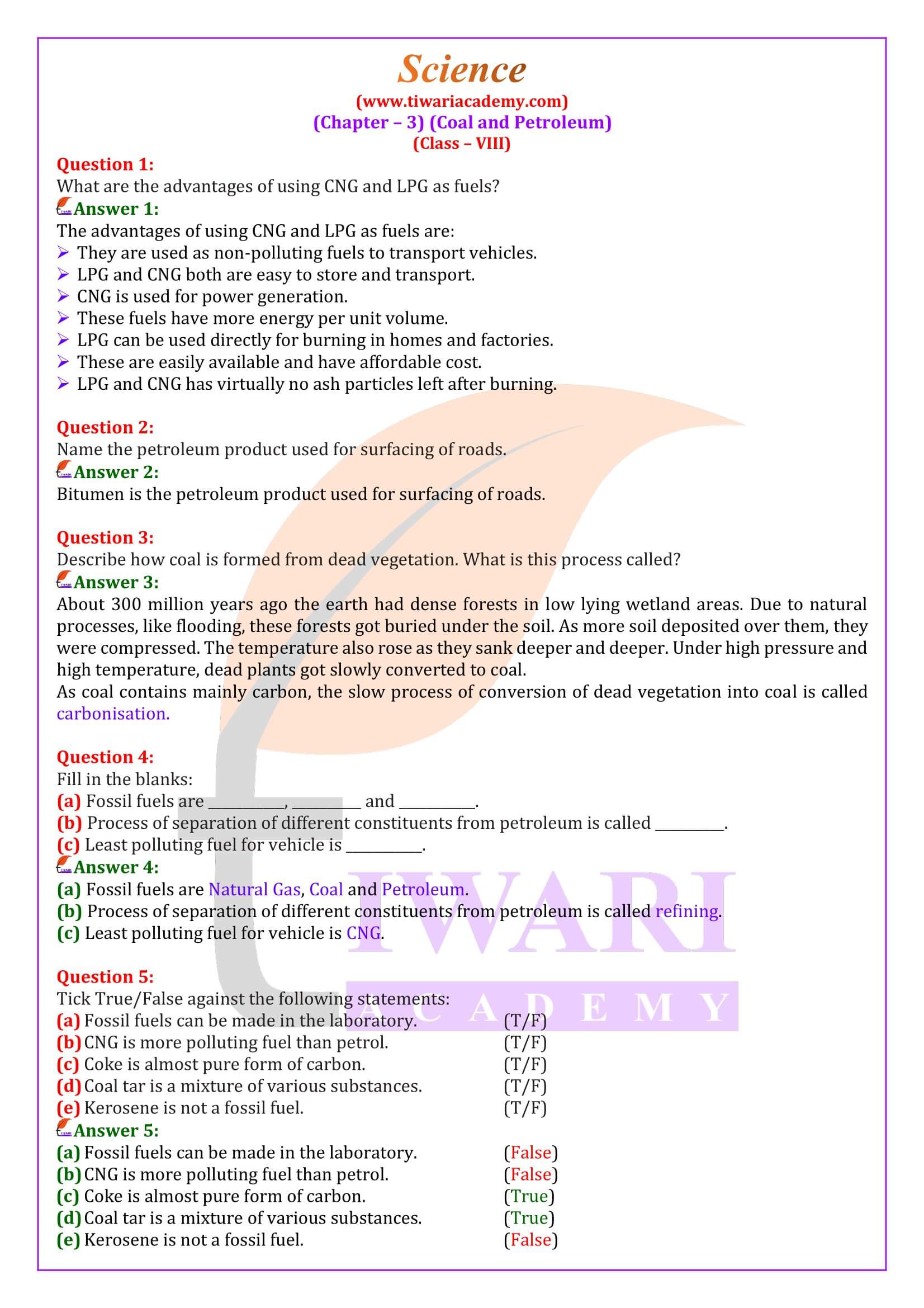NCERT Solutions for Class 8 Science Chapter 3