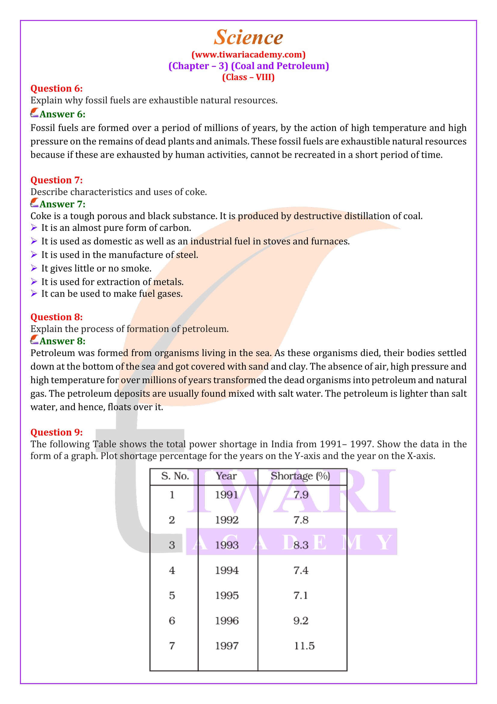 NCERT Solutions for Class 8 Science Chapter 3 Question Answers