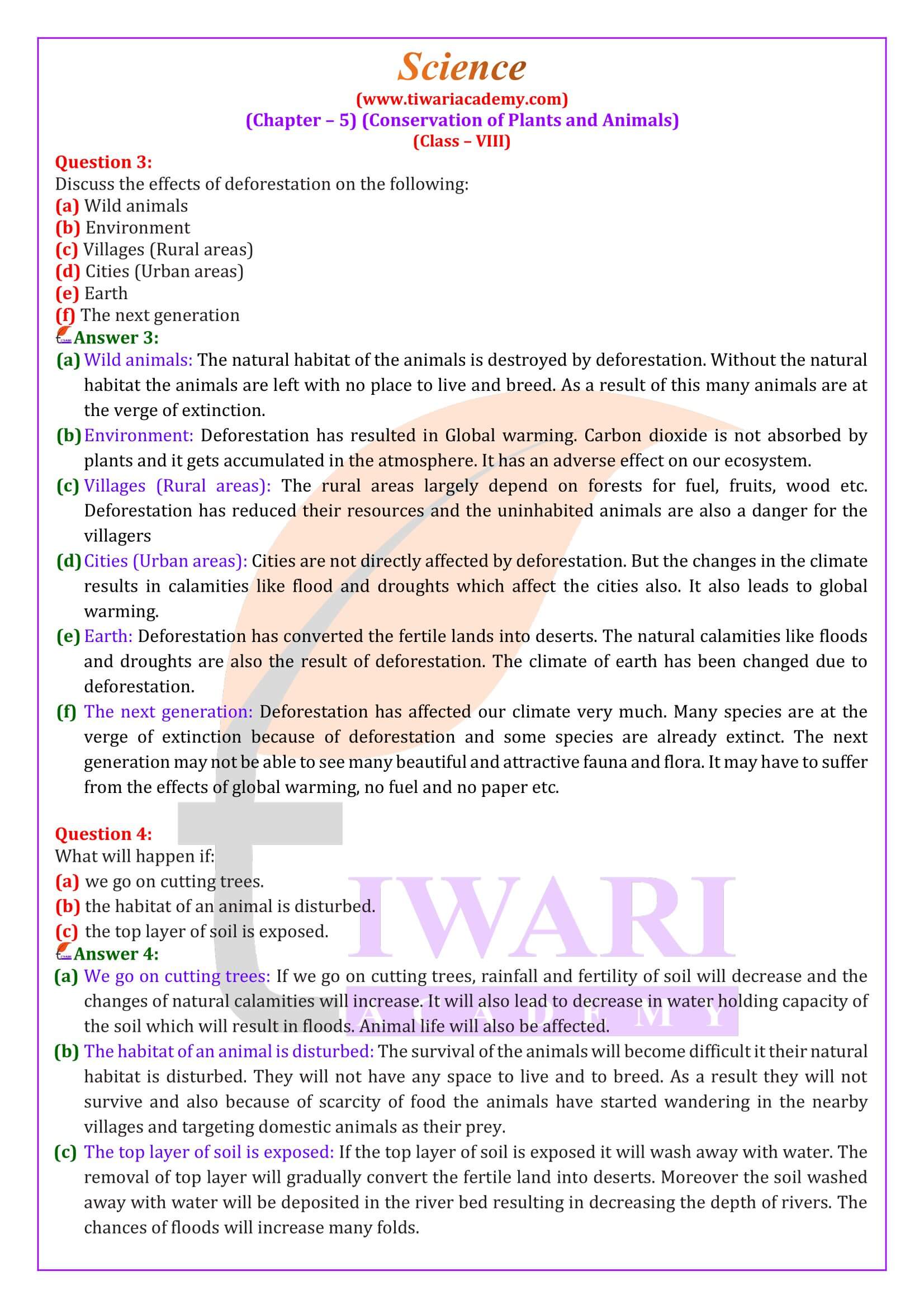 NCERT Solutions for Class 8 Science Chapter 5 in English Medium