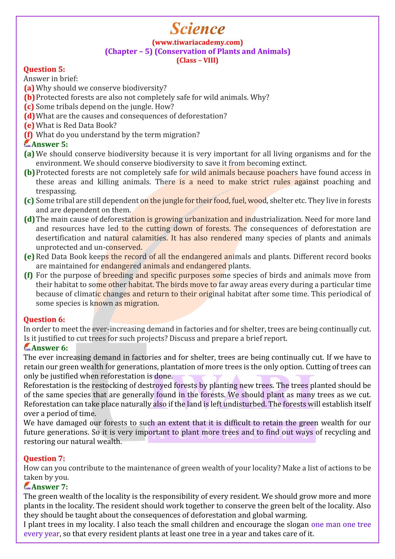 Class 8 Science Chapter 5