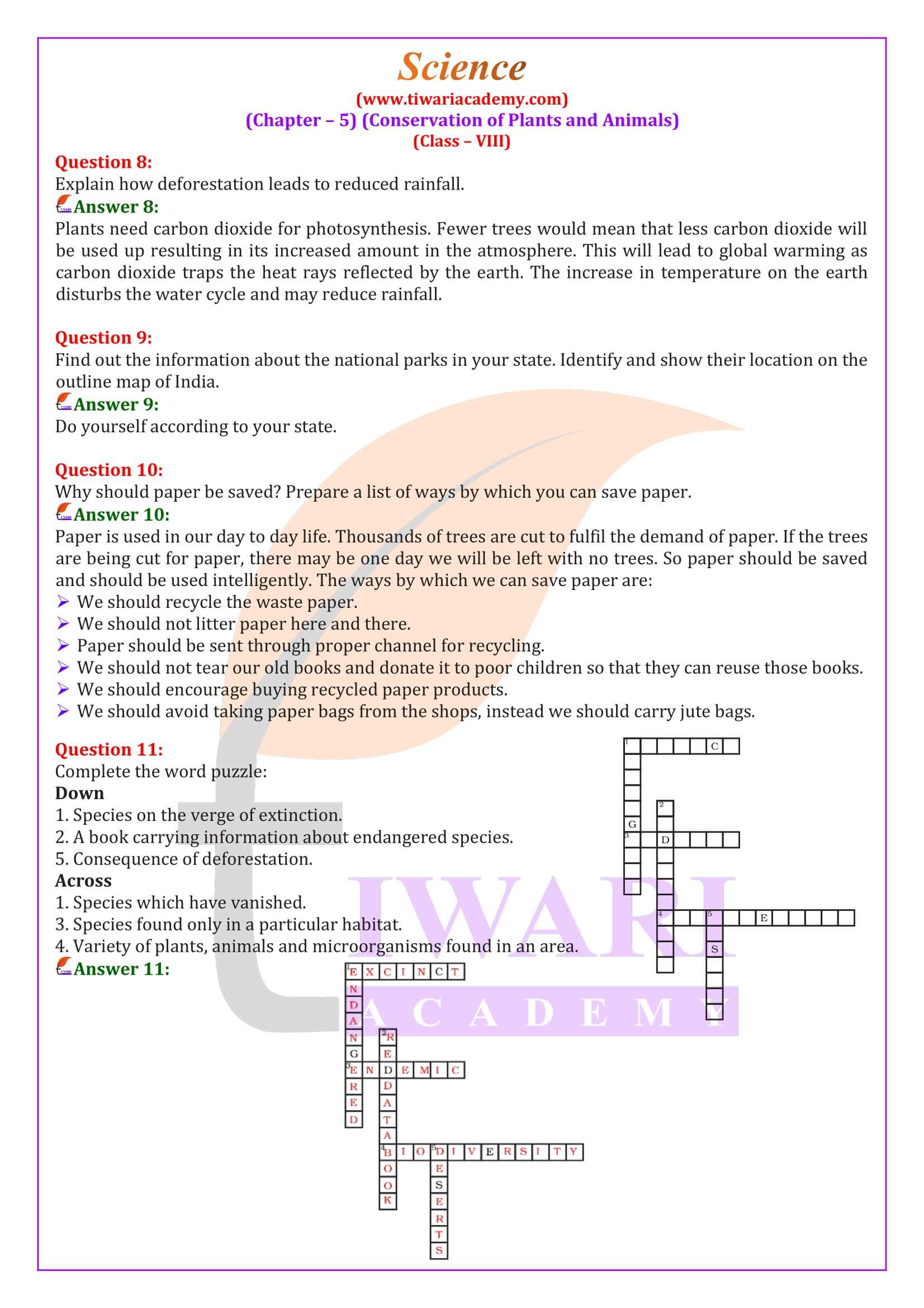 Class 8 Science Chapter 5 Solution guide