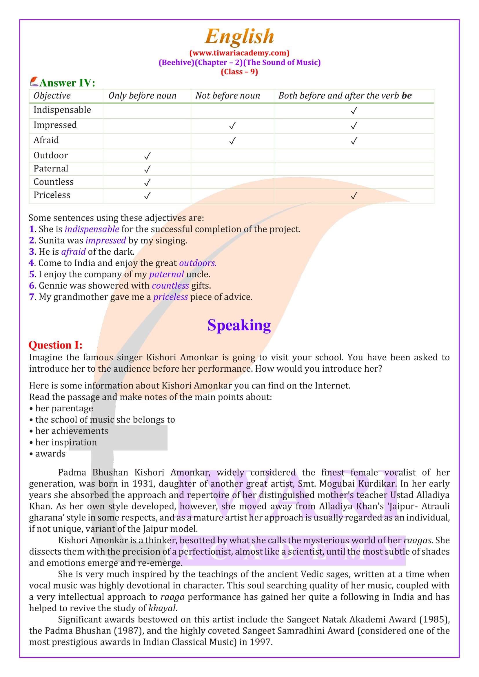 NCERT Solutions for Class 9 English Beehive Chapter 2