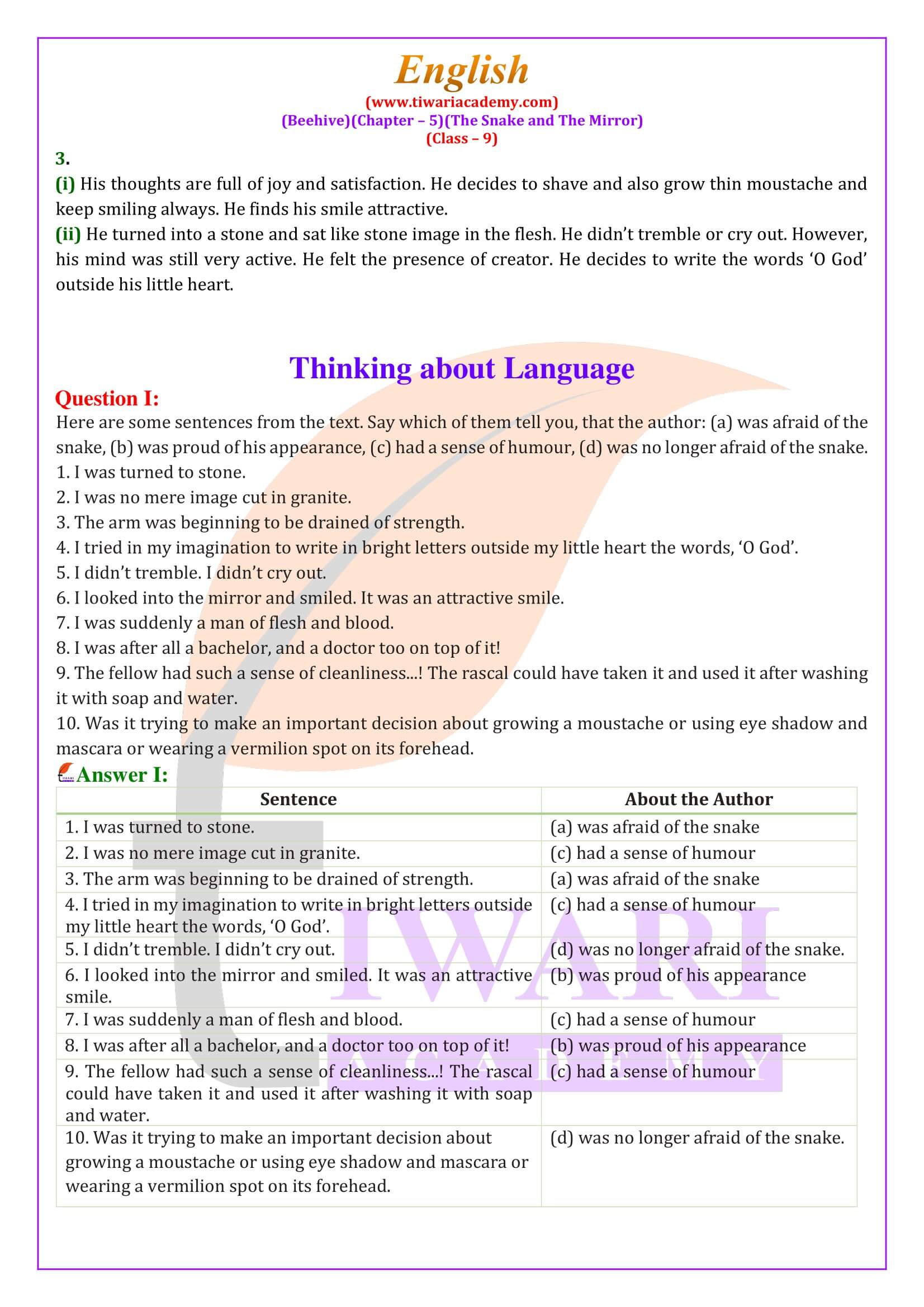 Class 9 English Beehive Chapter 5