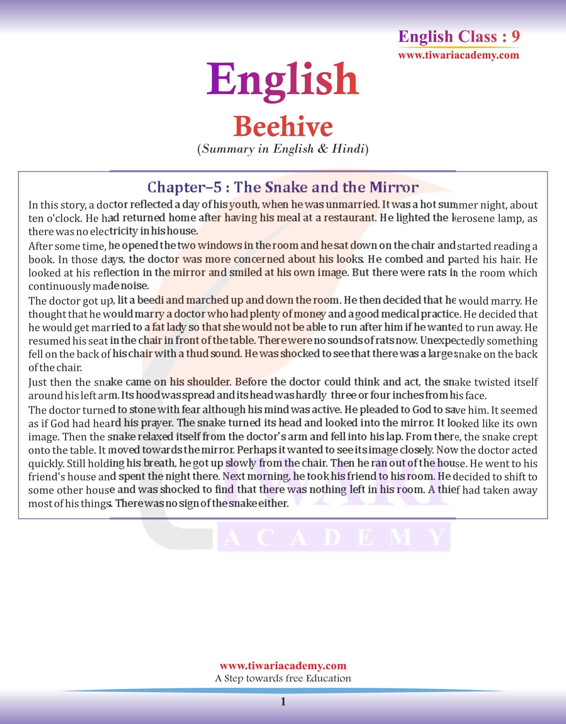 Class 9 English Beehive Chapter 5 Summary in English