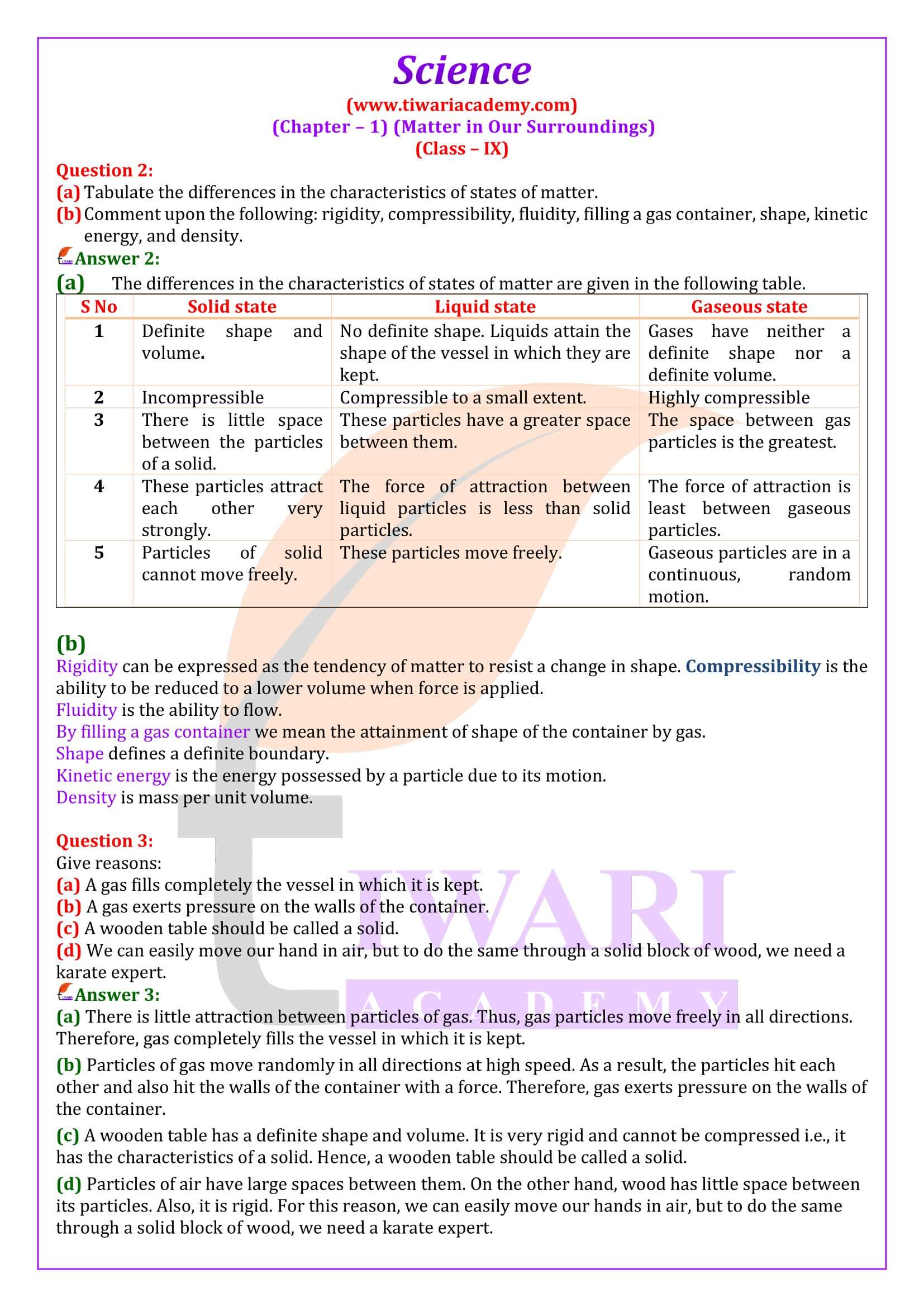 NCERT Solutions for Class 9 Science Chapter 1 Intext Questions