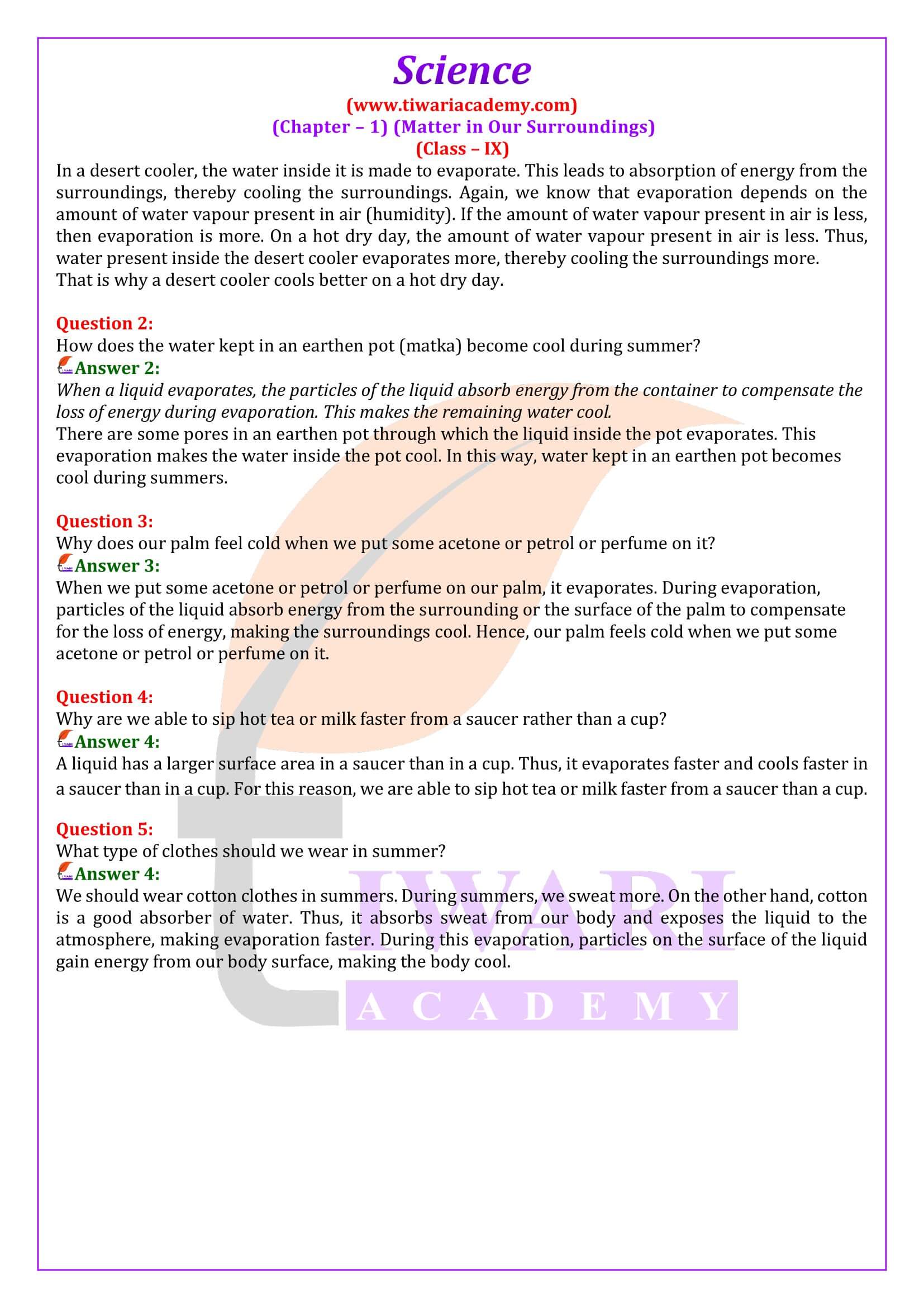 Class 9 Science Chapter 1 Intext question Answers