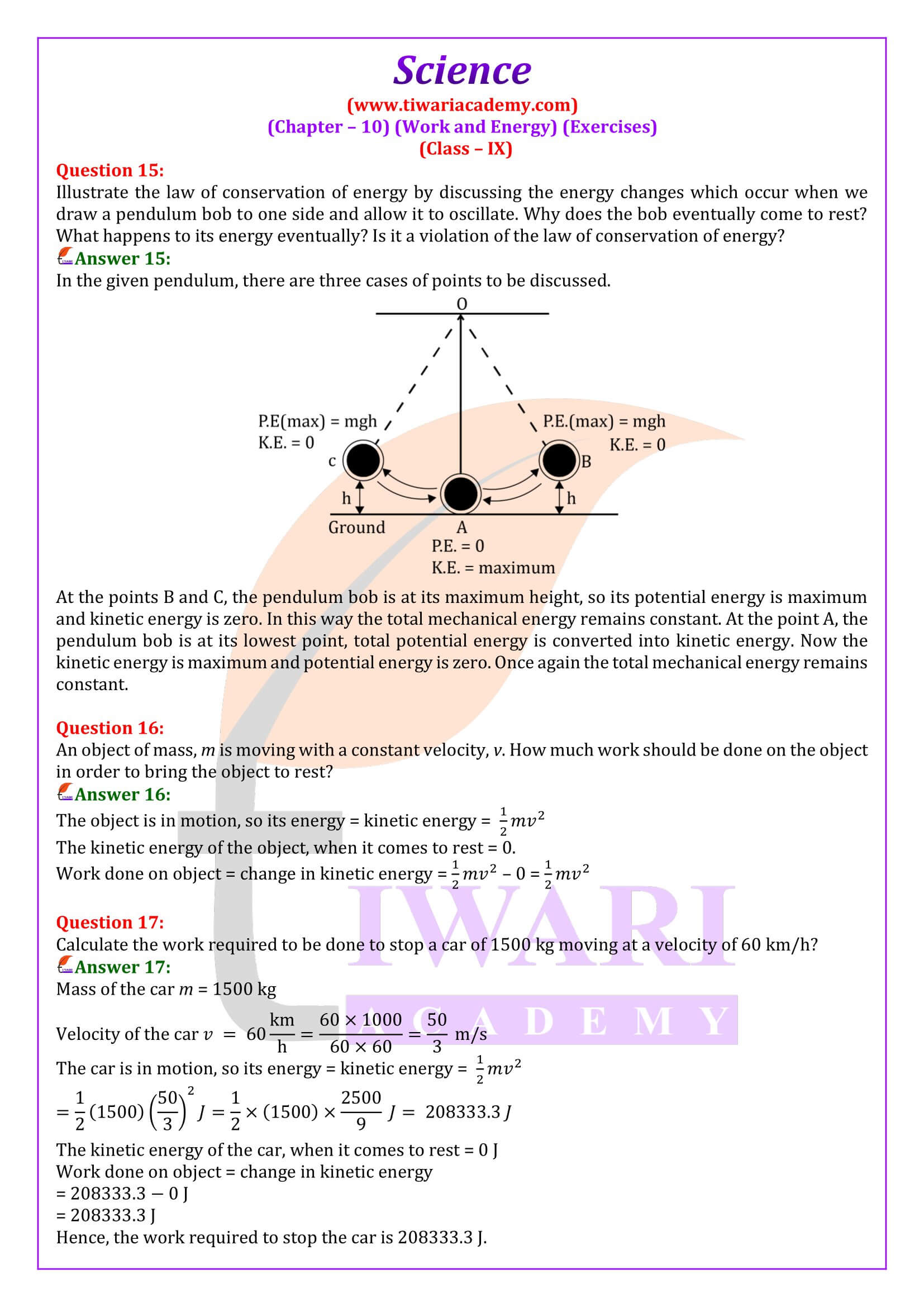 NCERT Solutions for Class 9 Science Chapter 10 Question Answers