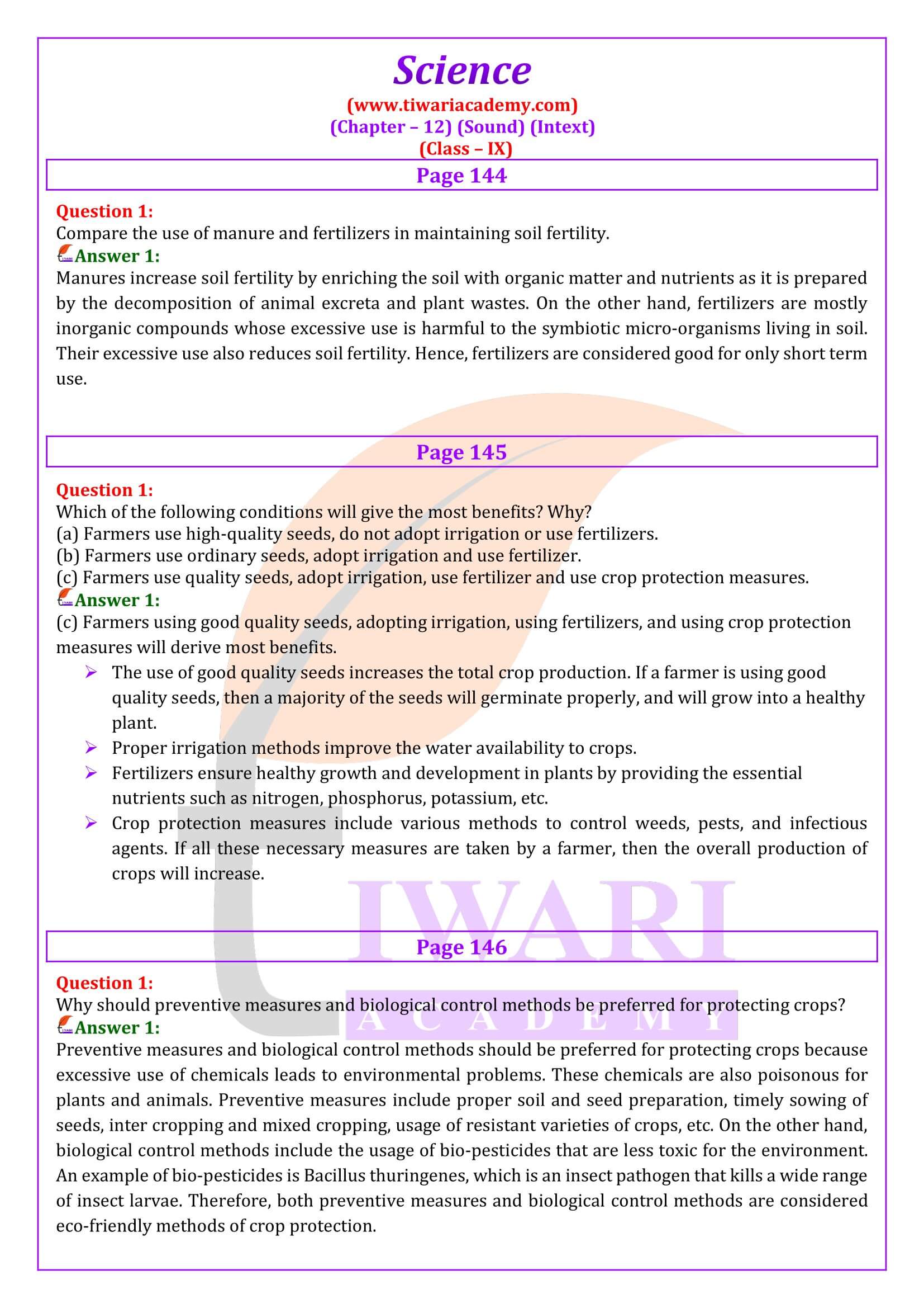 NCERT Solutions for Class 9 Science Chapter 12 in English Medium