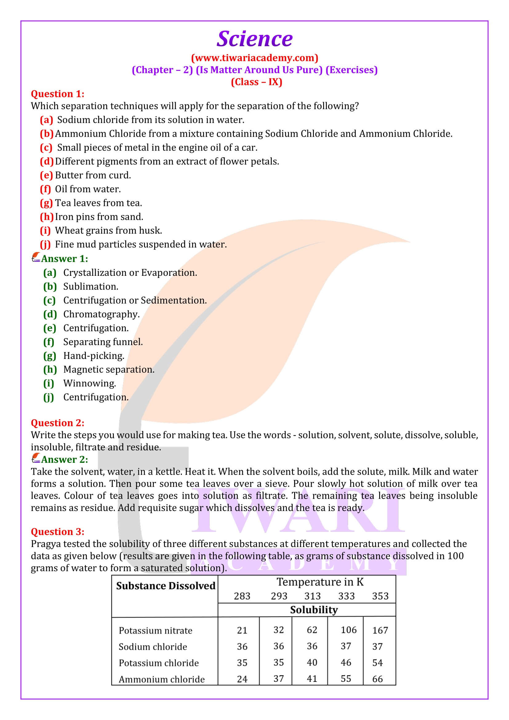 Class 9 Science Chapter 2 Is Matter Around Us Pure