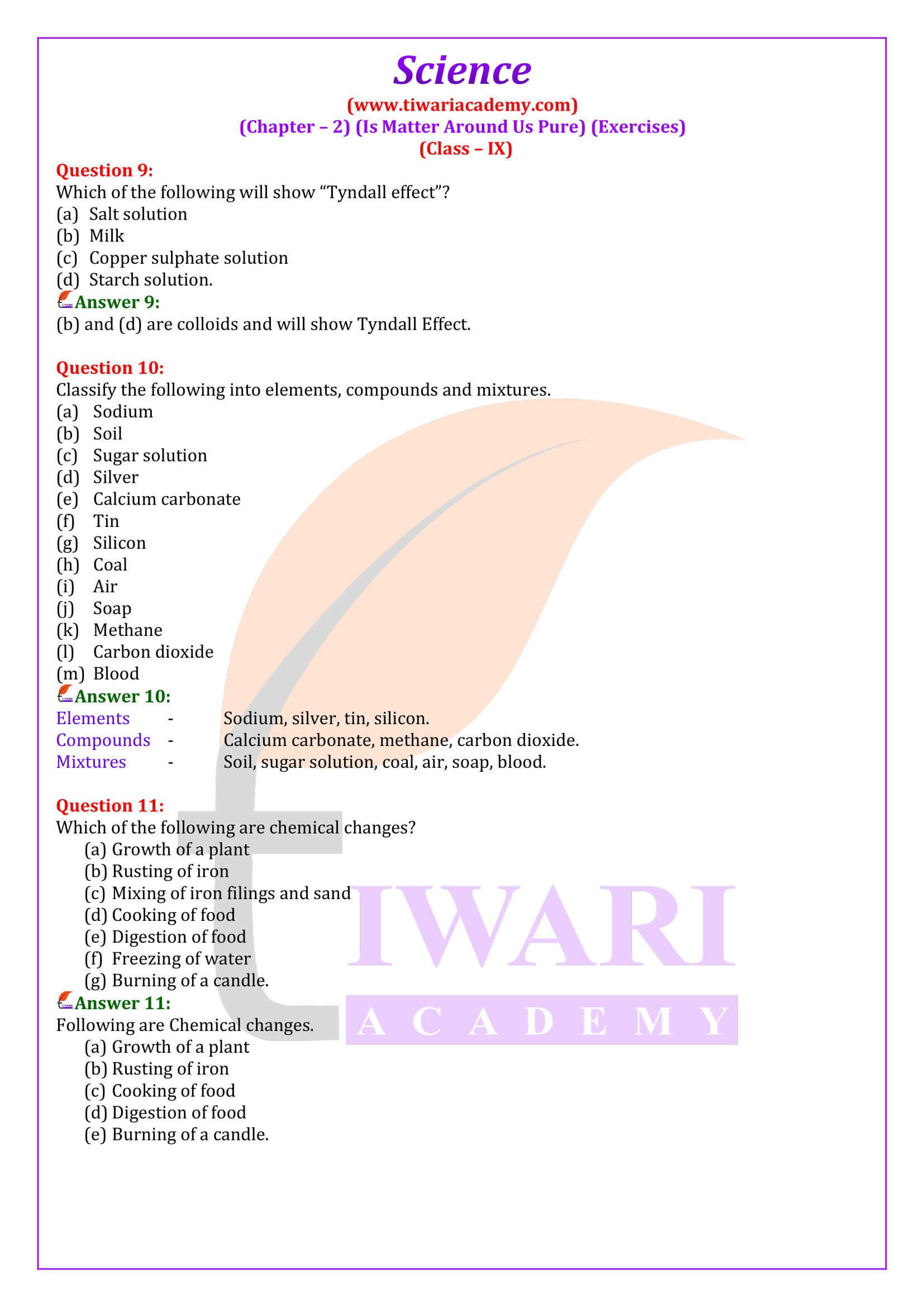 NCERT Solutions for Class 9 Science Chapter 2