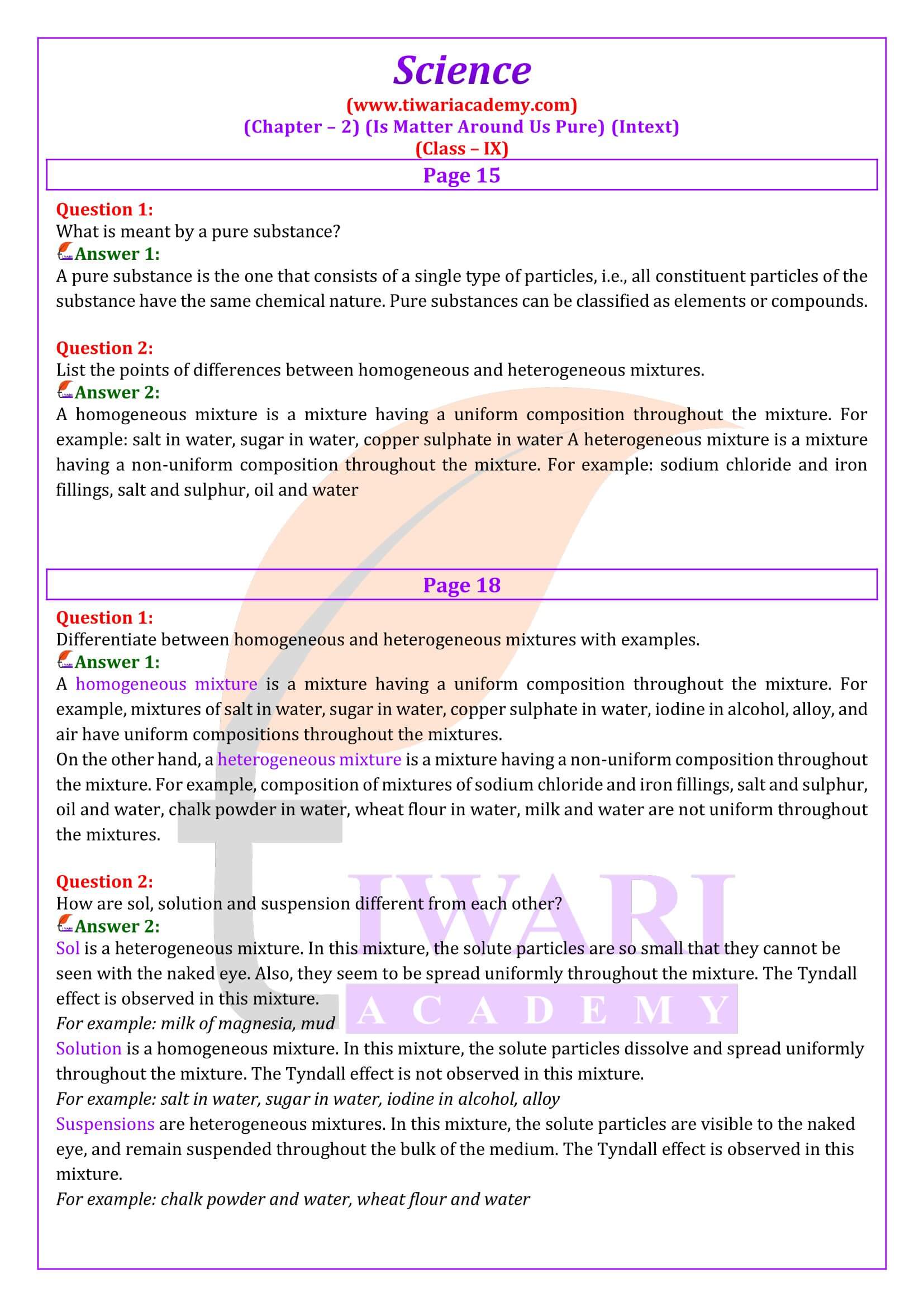 NCERT Solutions for Class 9 Science Chapter 2 Intext Questions