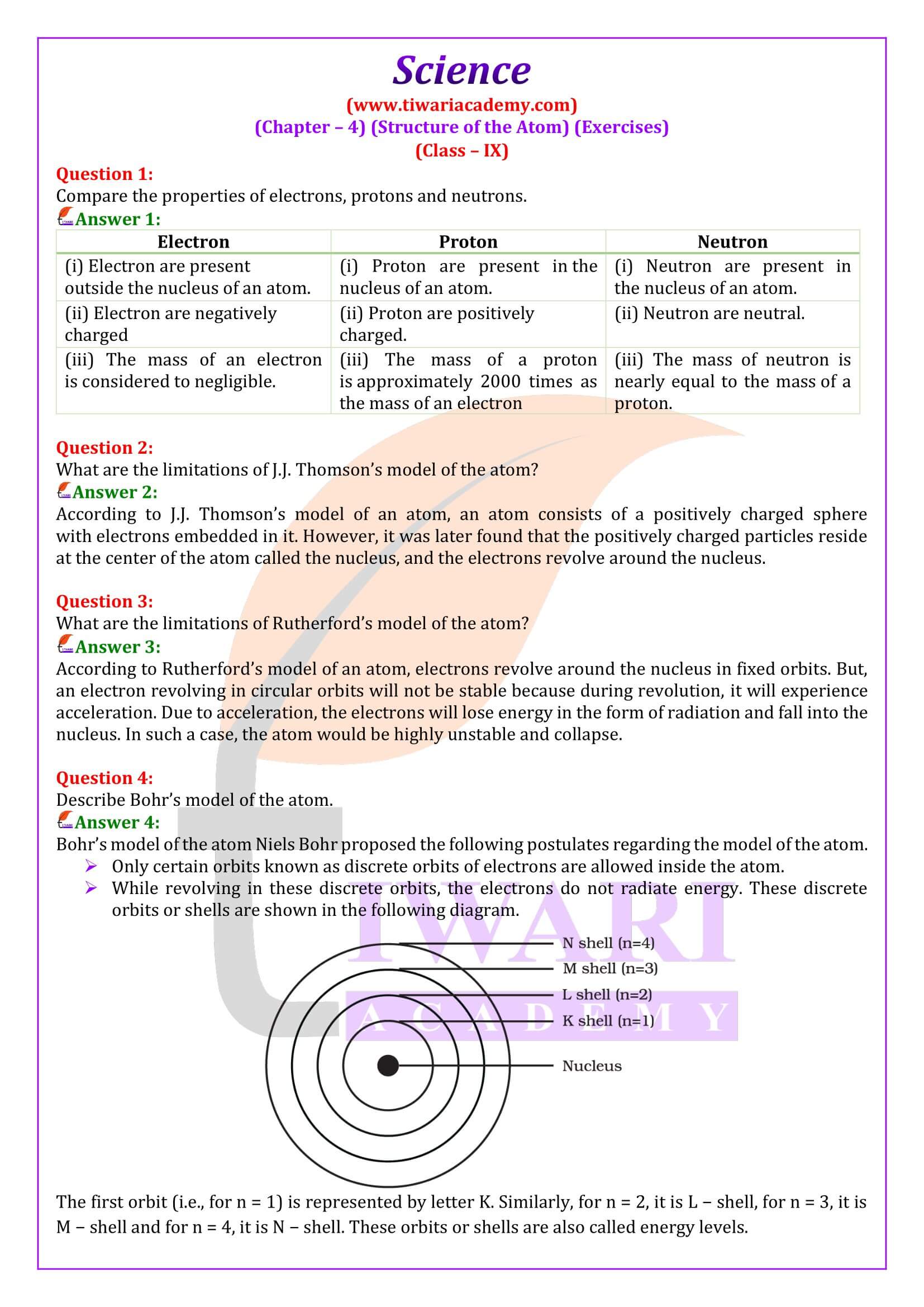 Class 9 Science Chapter 4 Structure of the Atom