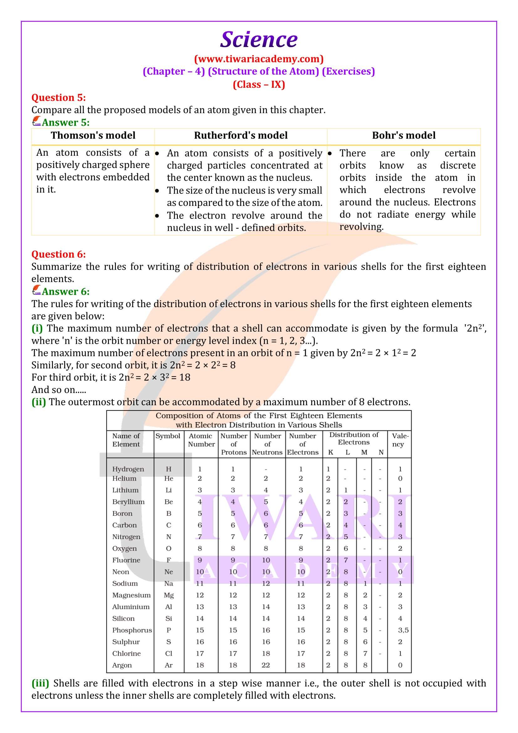 NCERT Solutions for Class 9 Science Chapter 4