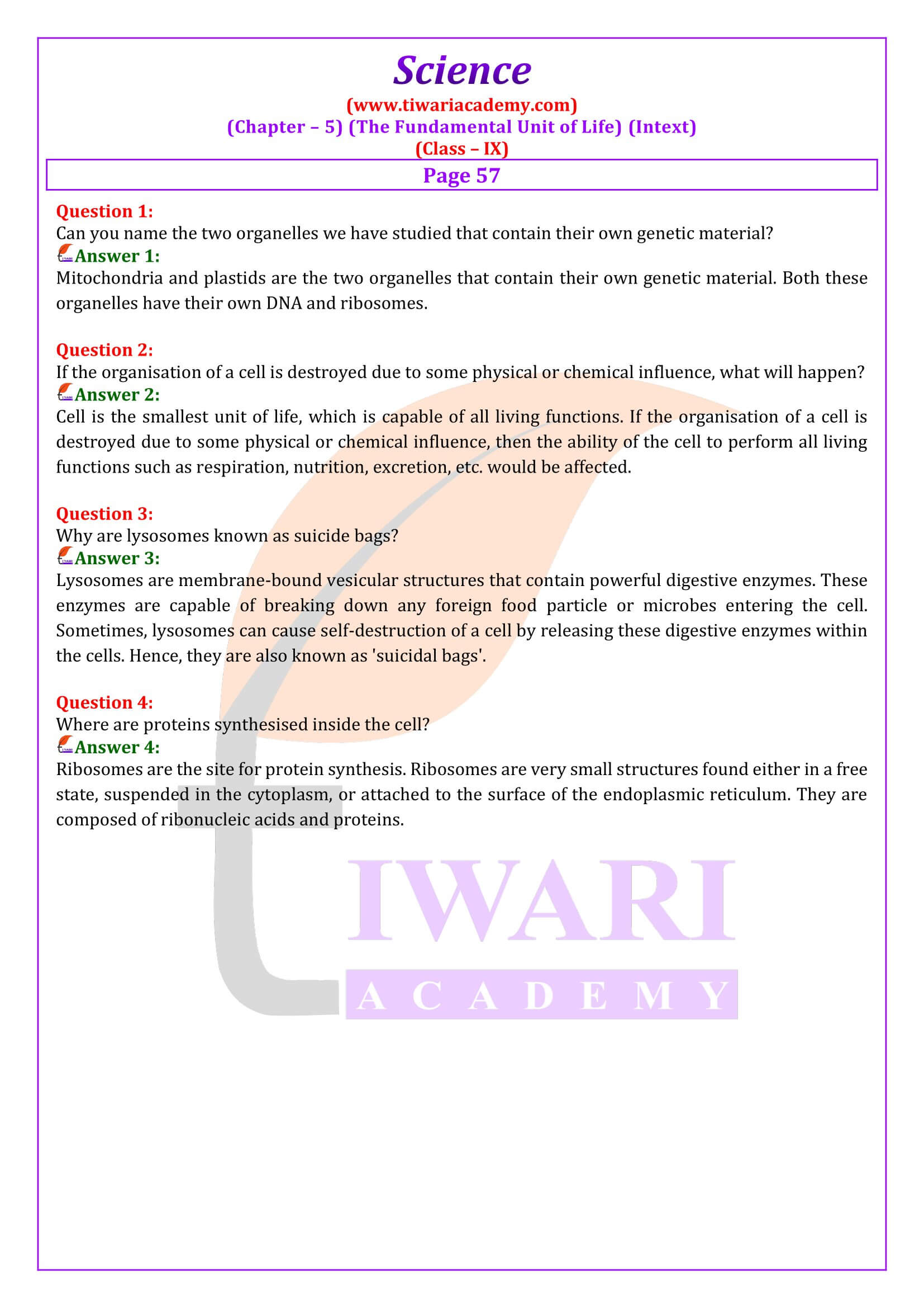 Class 9 Science Chapter 5 Intext Answers