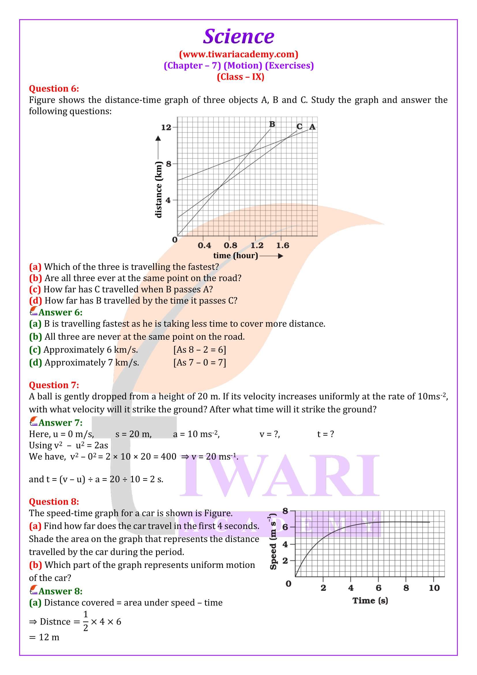 NCERT Solutions for Class 9 Science Chapter 7 Exercises