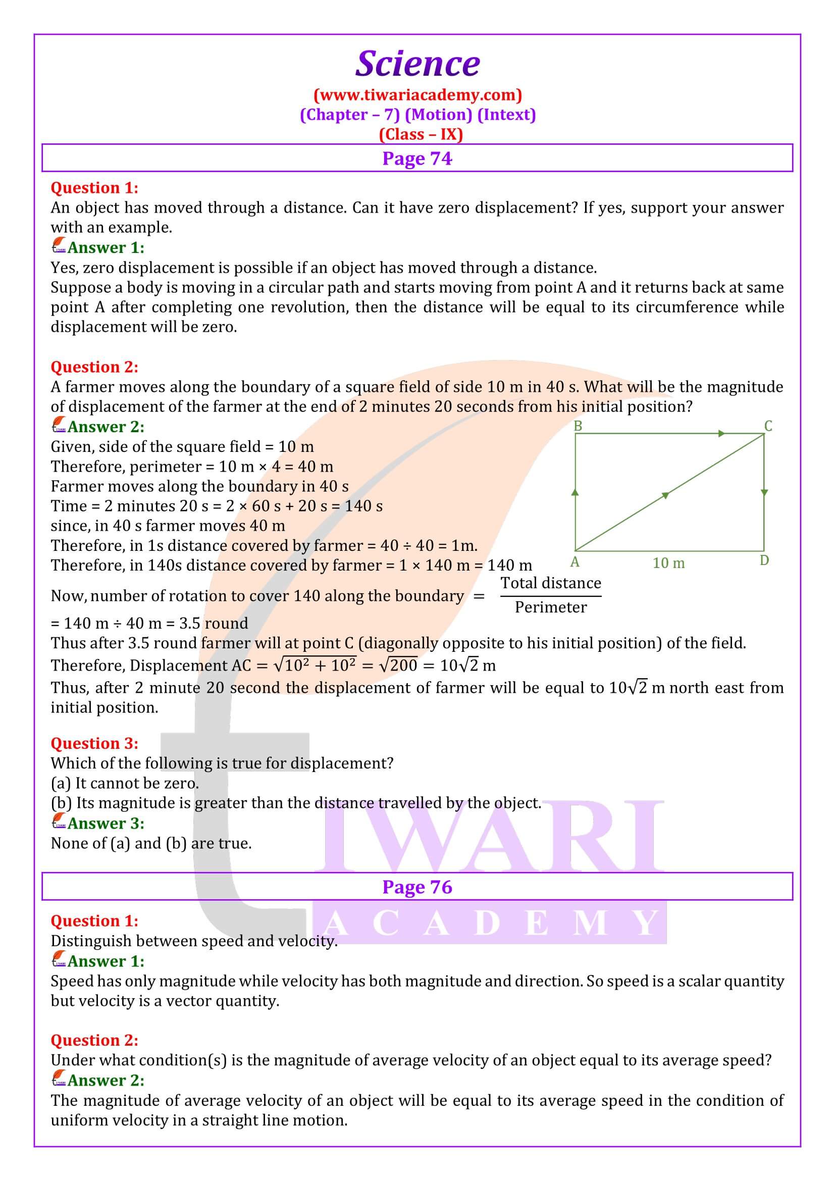 NCERT Solutions for Class 9 Science Chapter 7 Intext Questions
