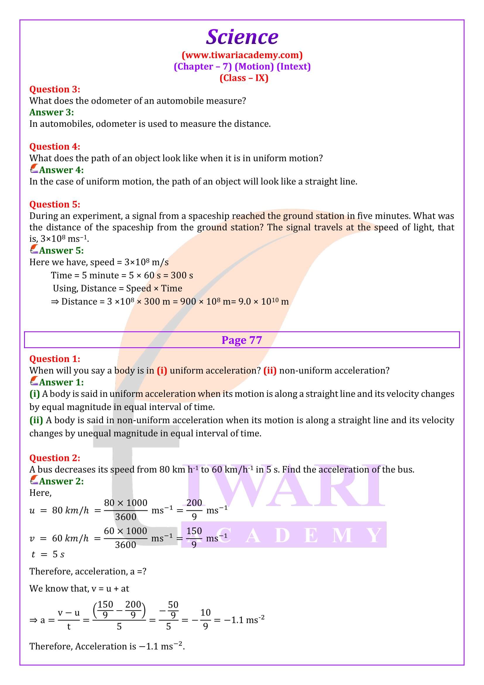 NCERT Solutions for Class 9 Science Chapter 7 Intext Answers
