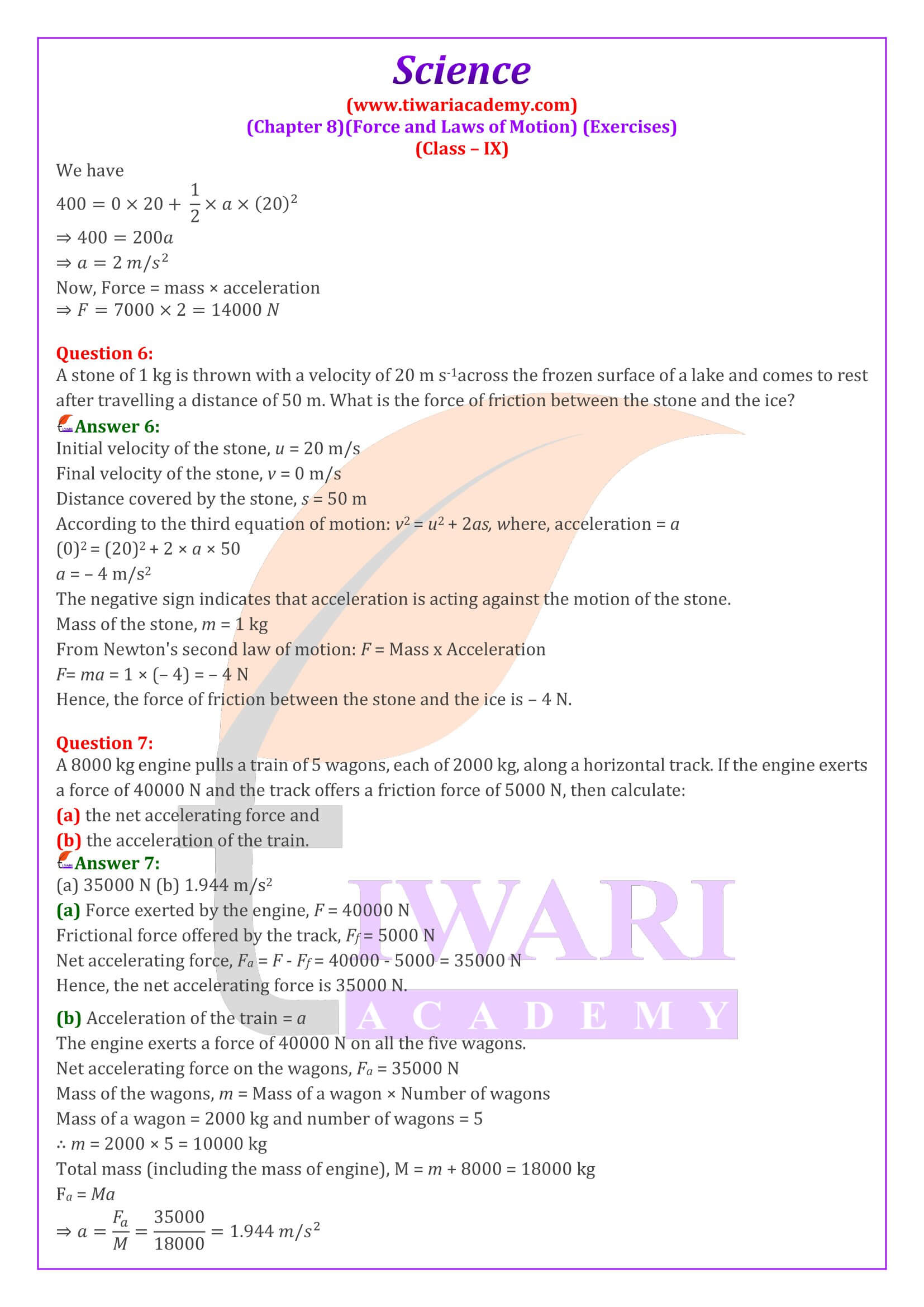NCERT Solutions for Class 9 Science Chapter 8