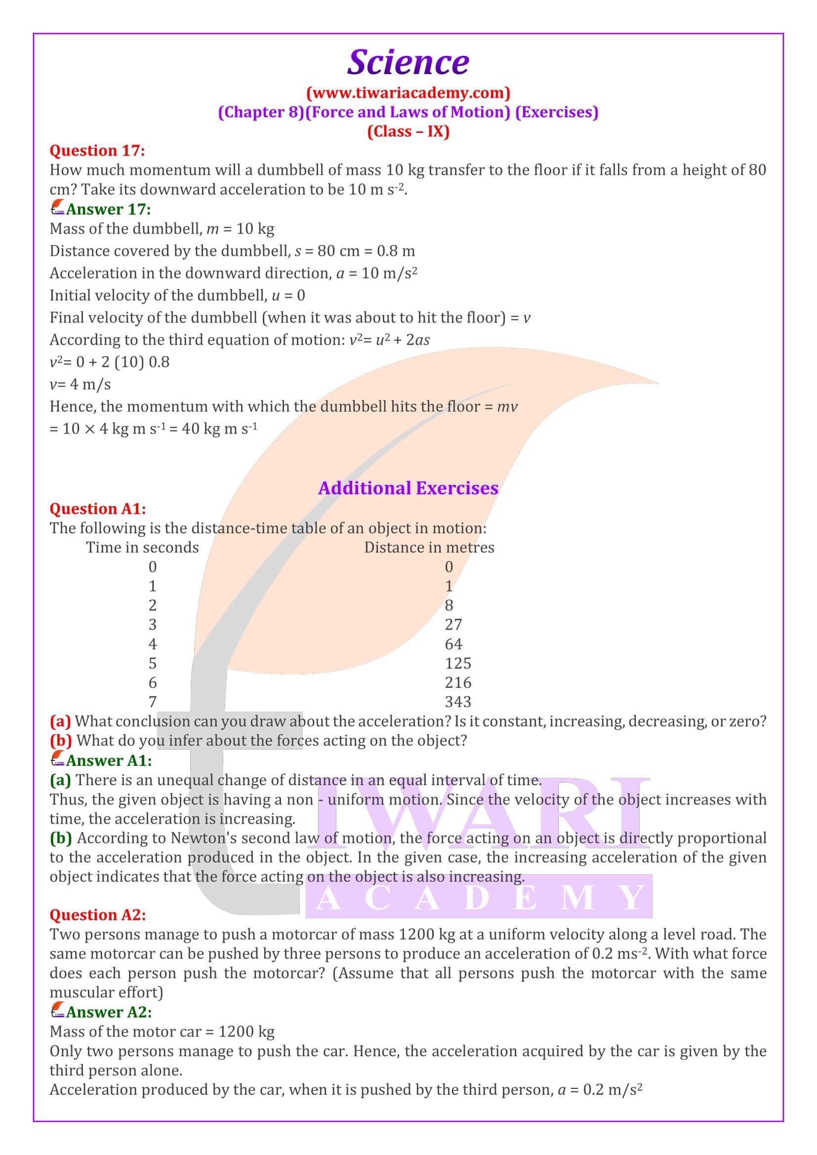 NCERT Solutions for Class 9 Science Chapter 8 guide