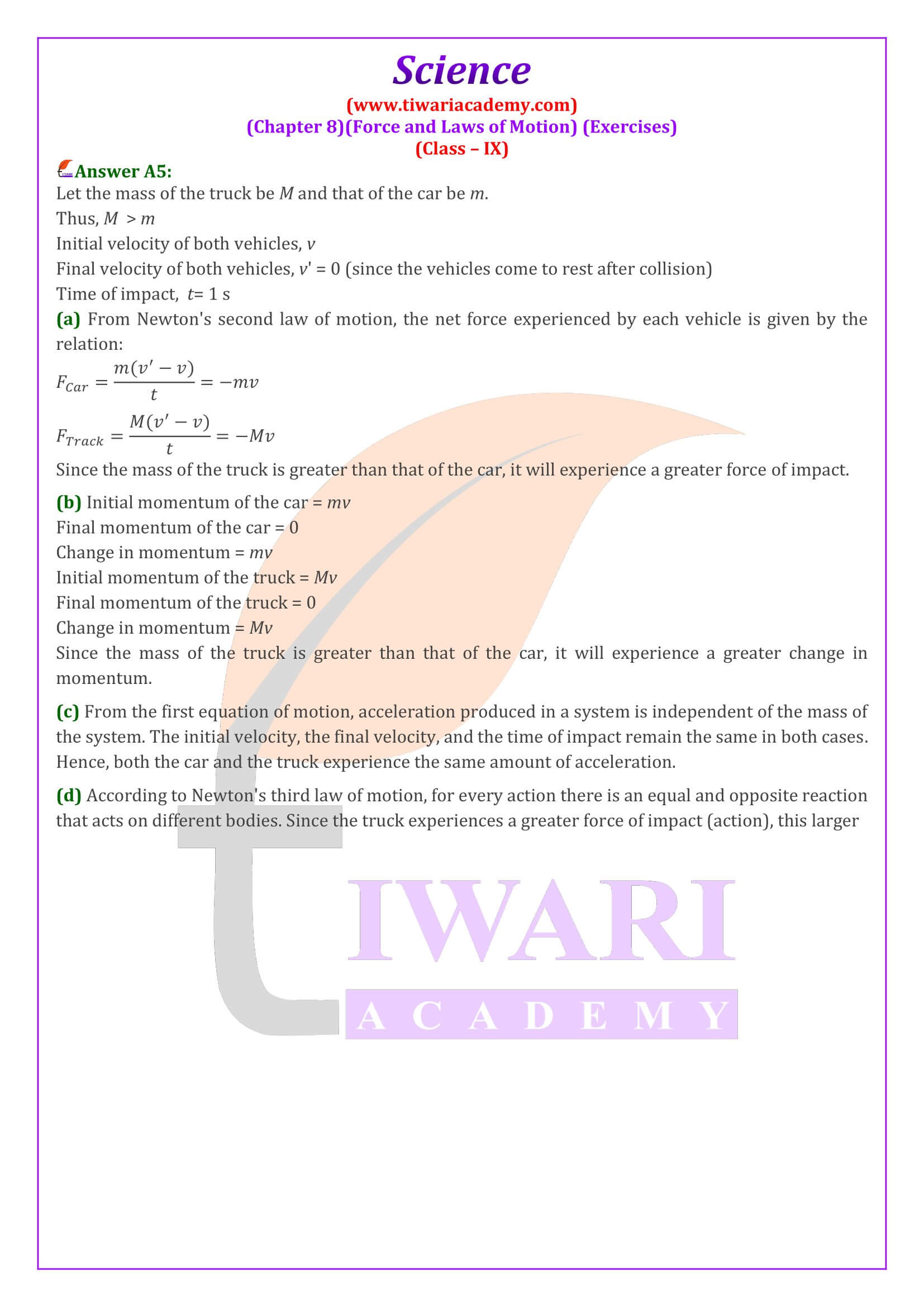 NCERT Solutions for Class 9 Science Chapter 8 Answers