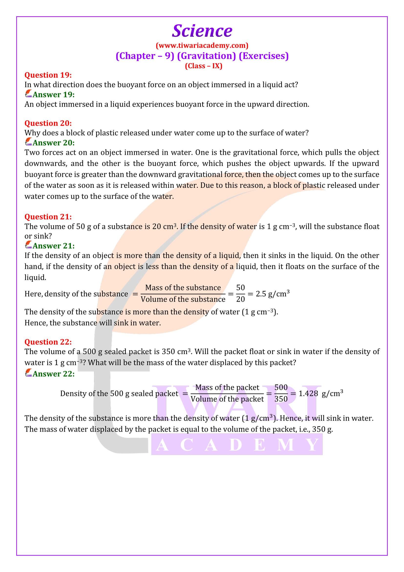 NCERT Solutions for Class 9 Science Chapter 9 guide
