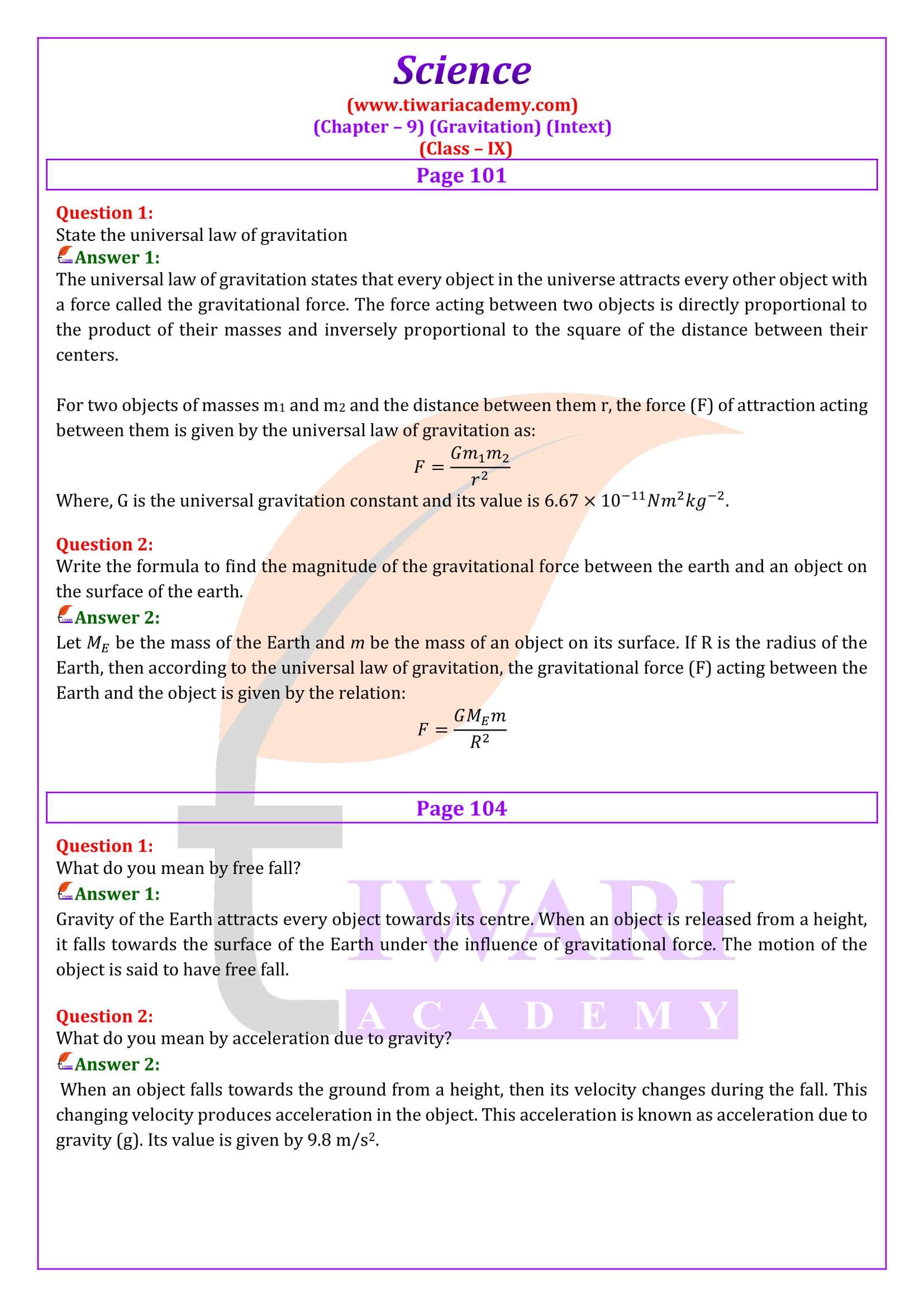 NCERT Solutions for Class 9 Science Chapter 9 Intext Question