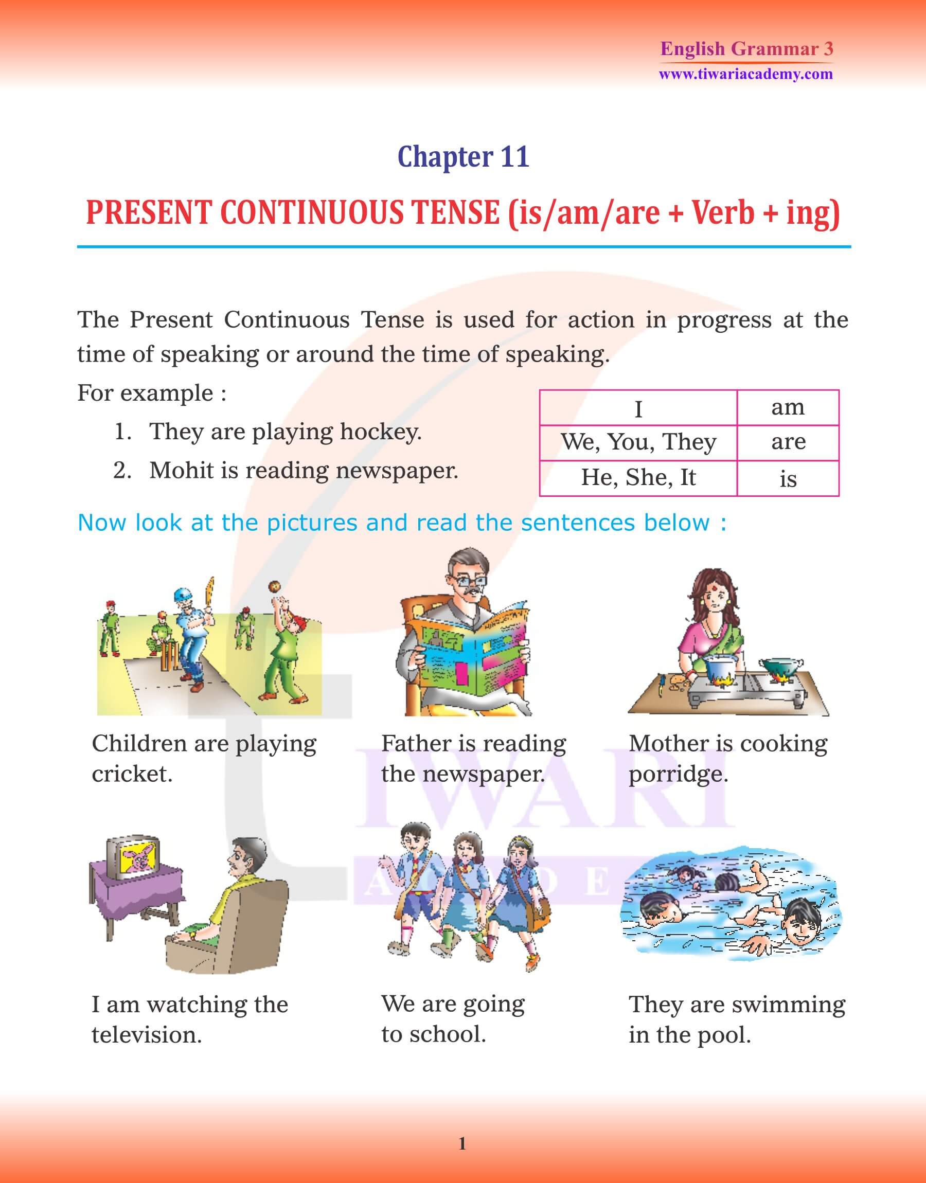 Class 3 English Grammar Chapter 11 Present Continuous