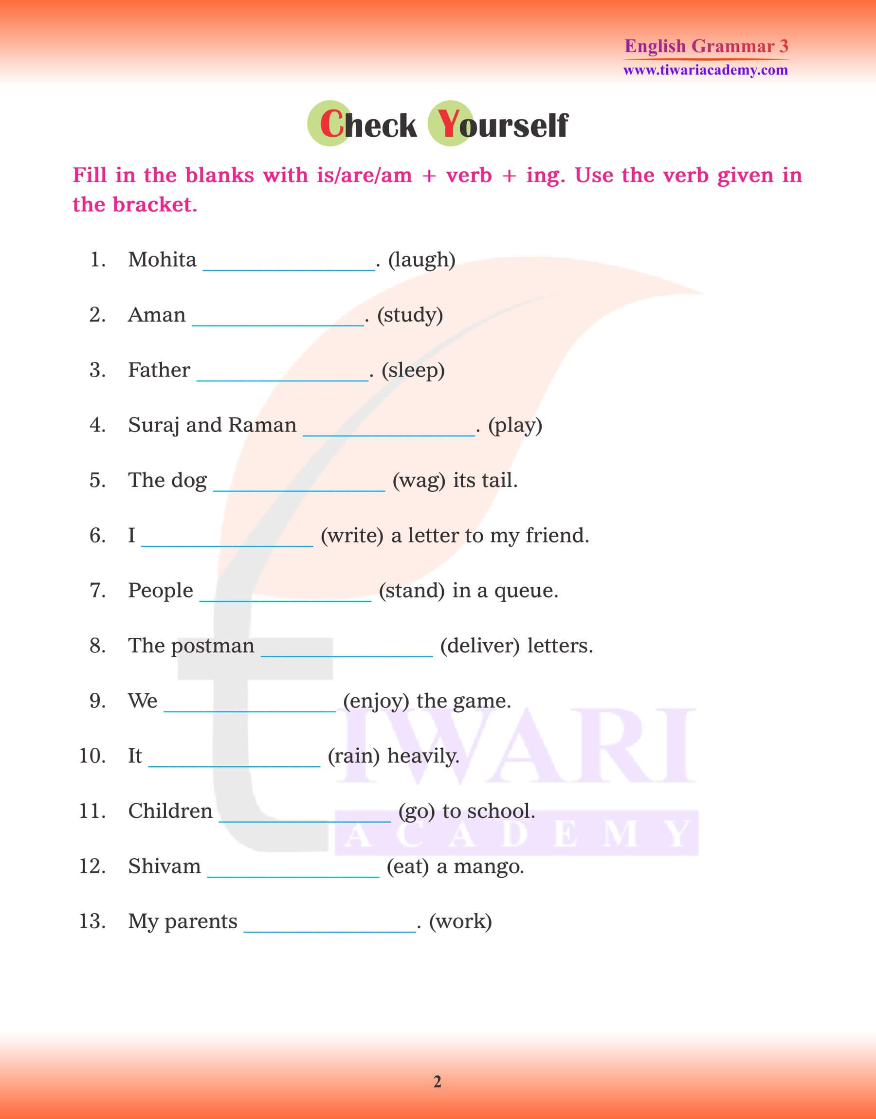 Class 3 English Grammar Present Continuous Tense