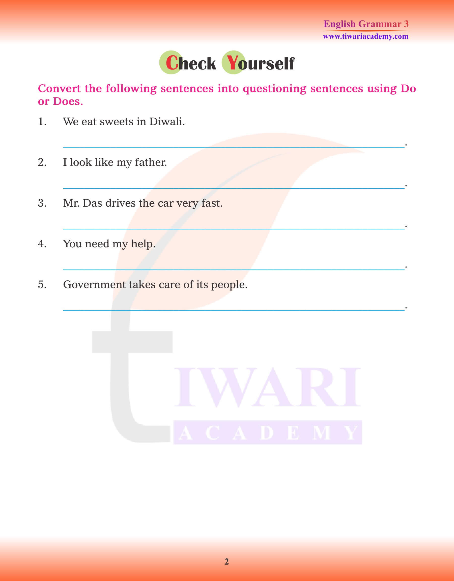 Class 3 English Grammar Present Tense Interrogative