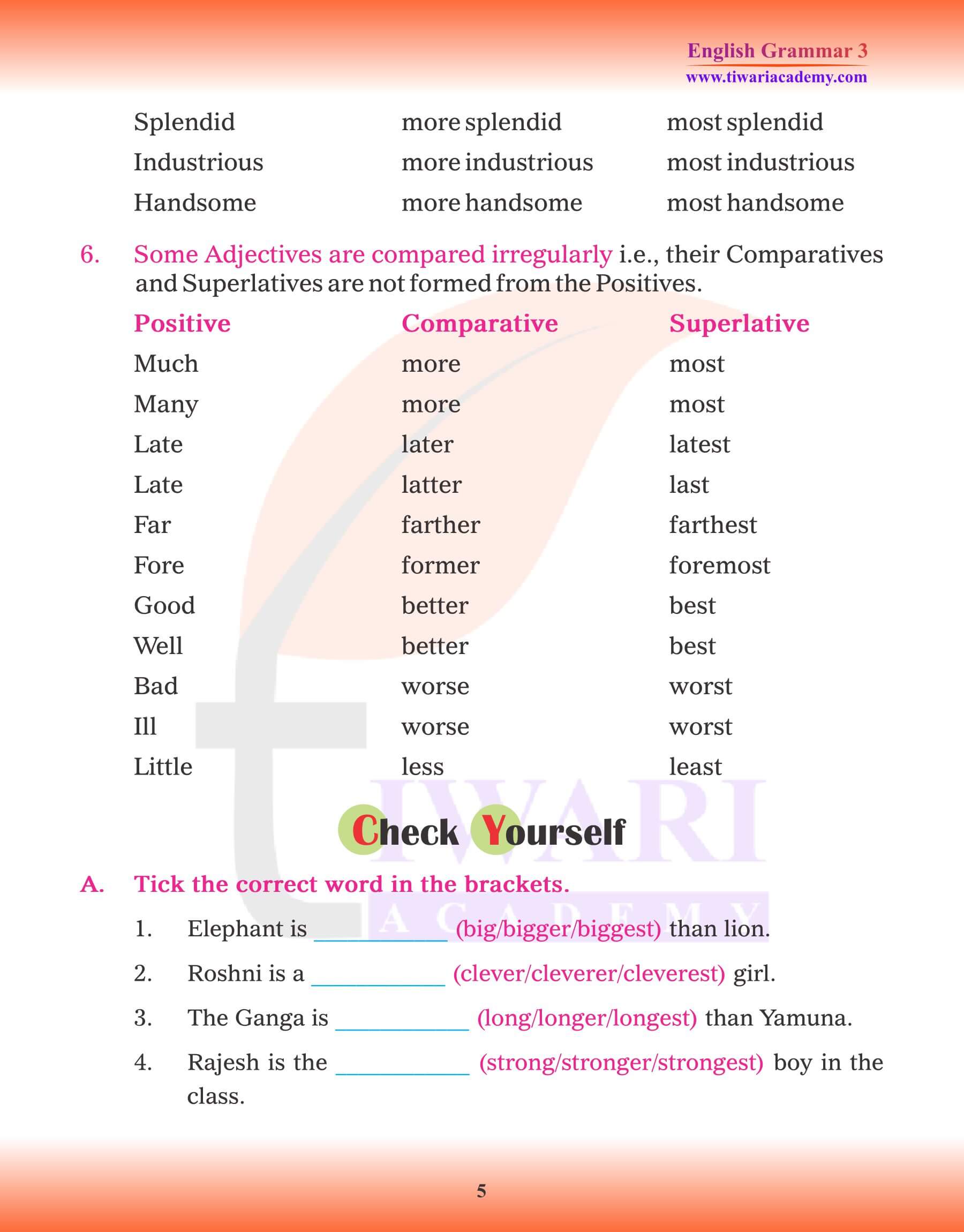 Class 3 Grammar Adjective examples