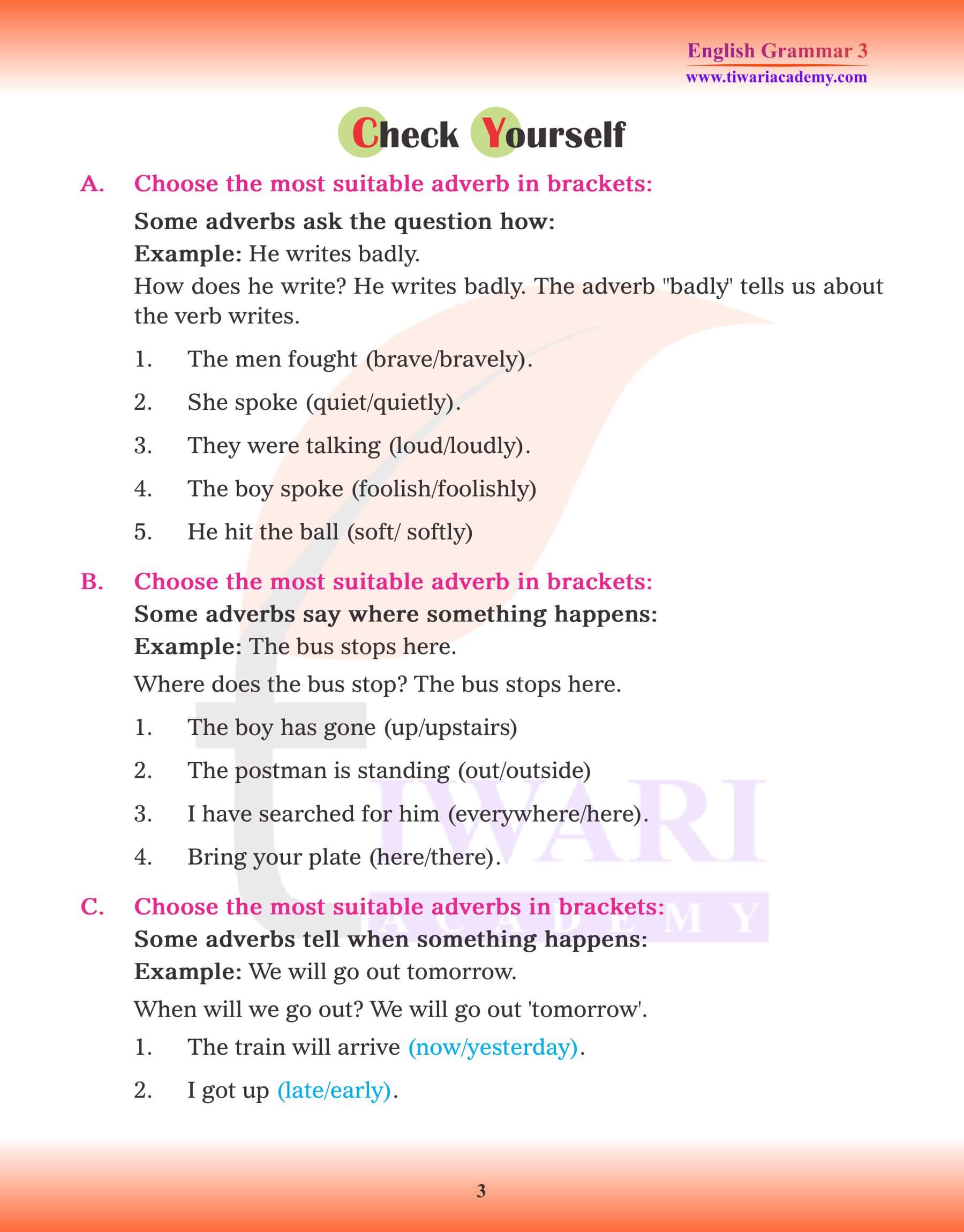 Class 3 English Grammar Adverb Examples