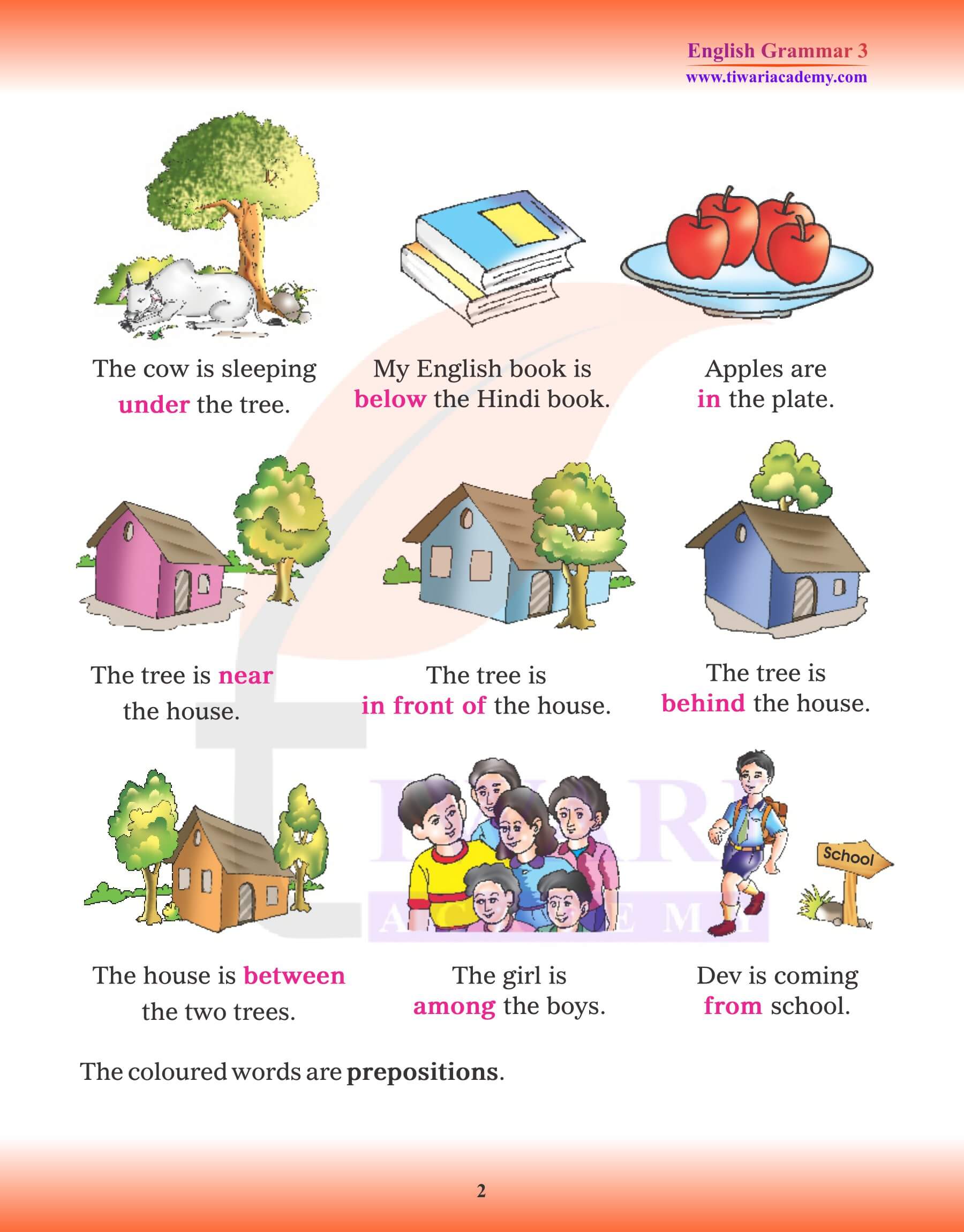 Class 3 Grammar Chapter 18 Preposition