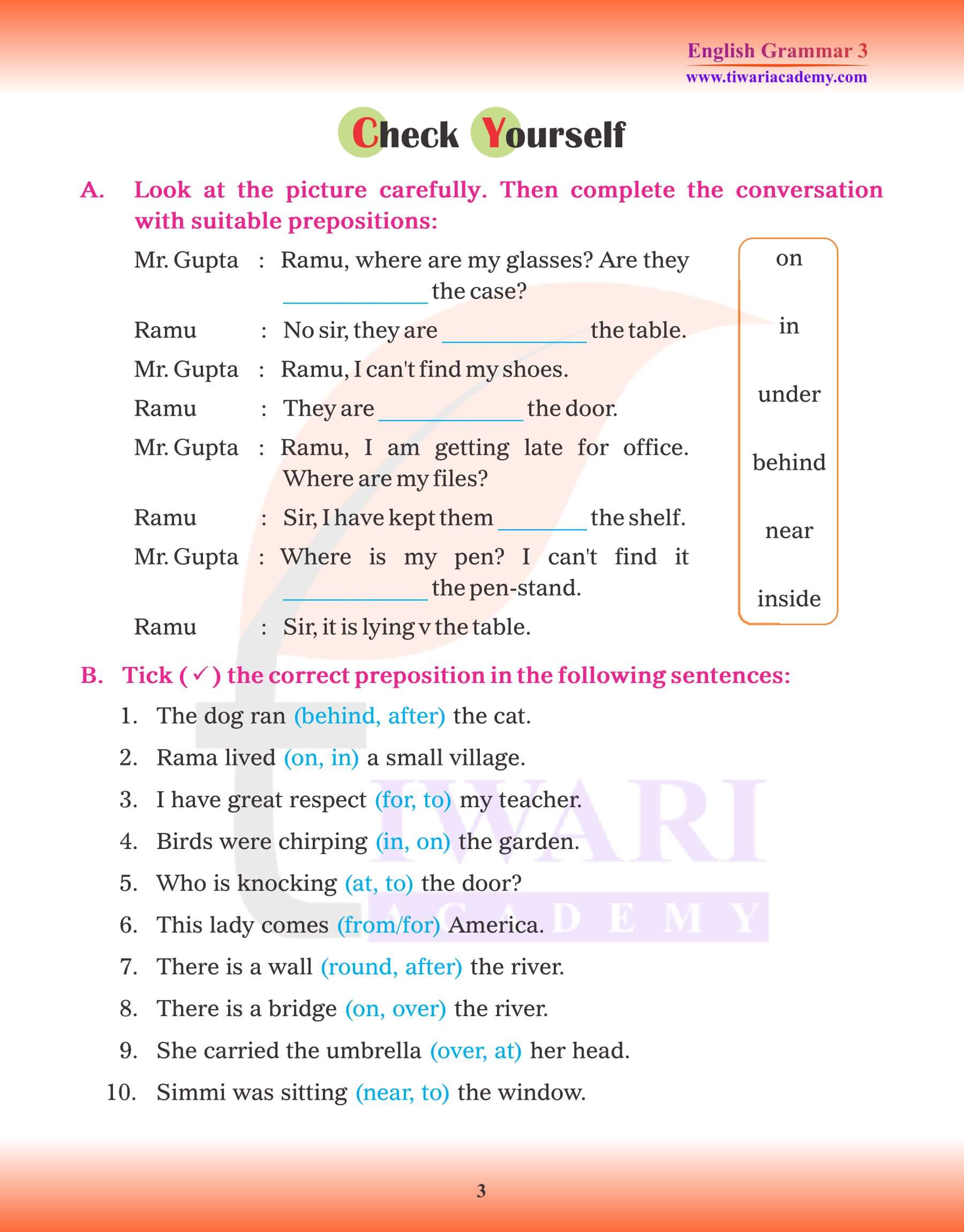 Class 3 Grammar Preposition