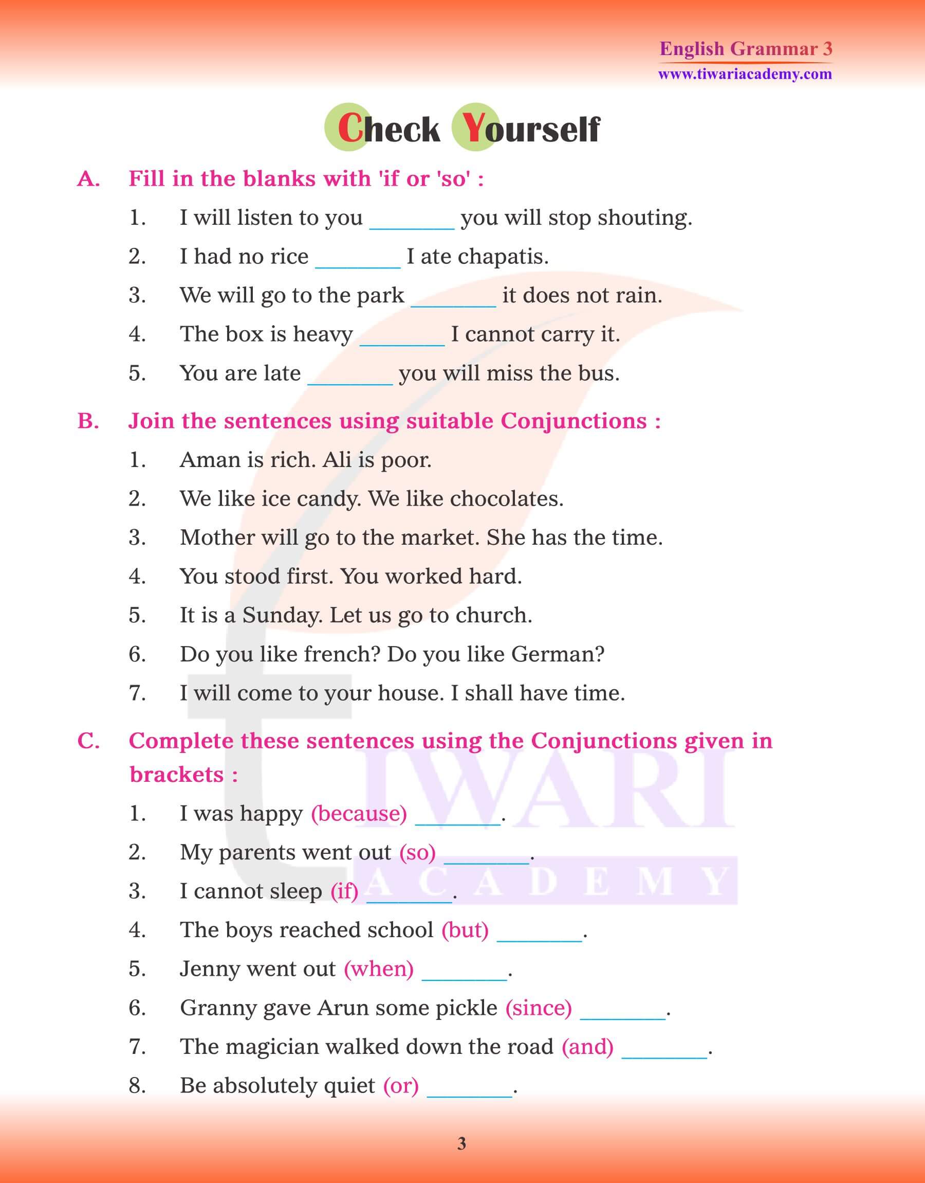 Class 3 Grammar Conjunction