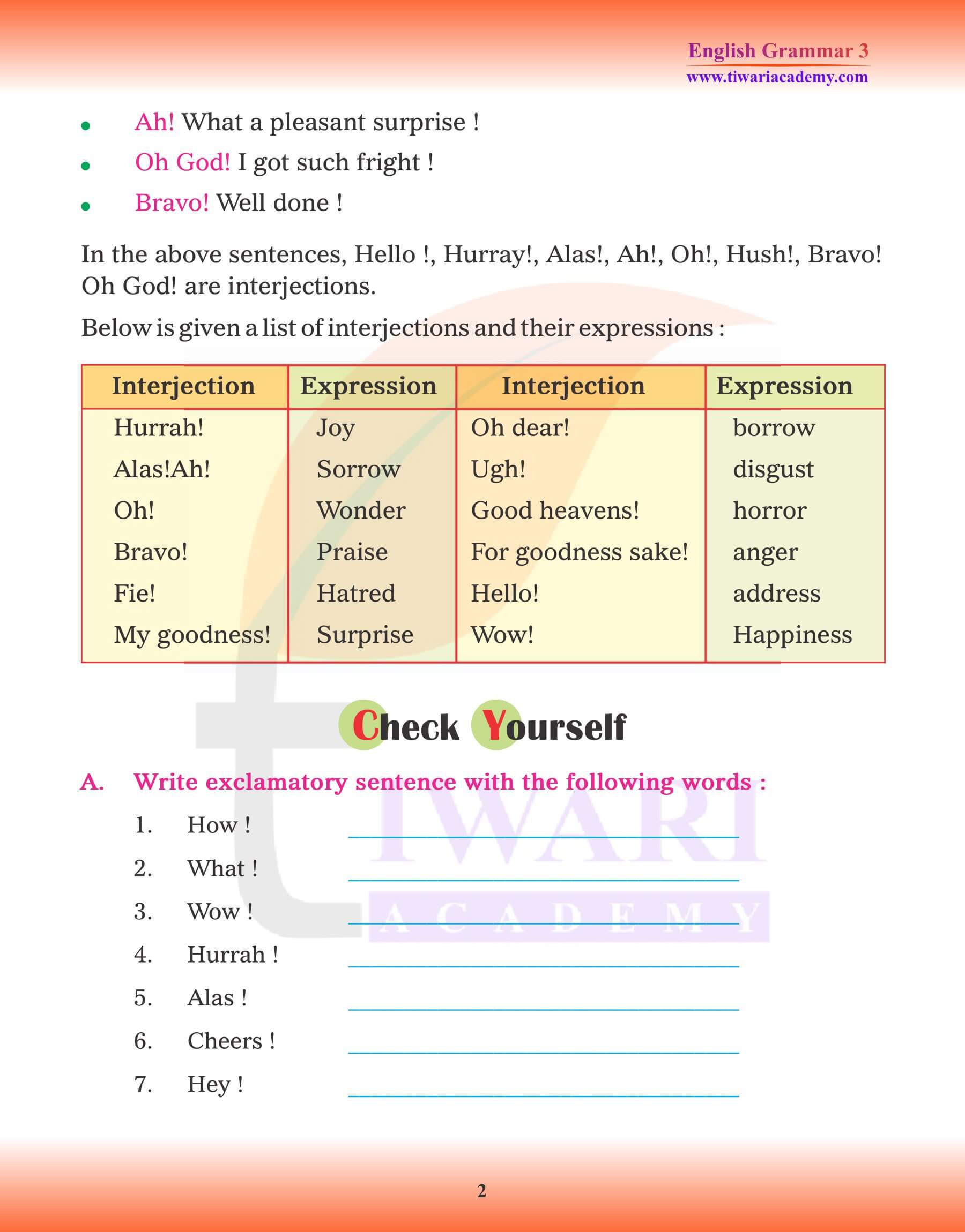 Class 3 Grammar Interjections
