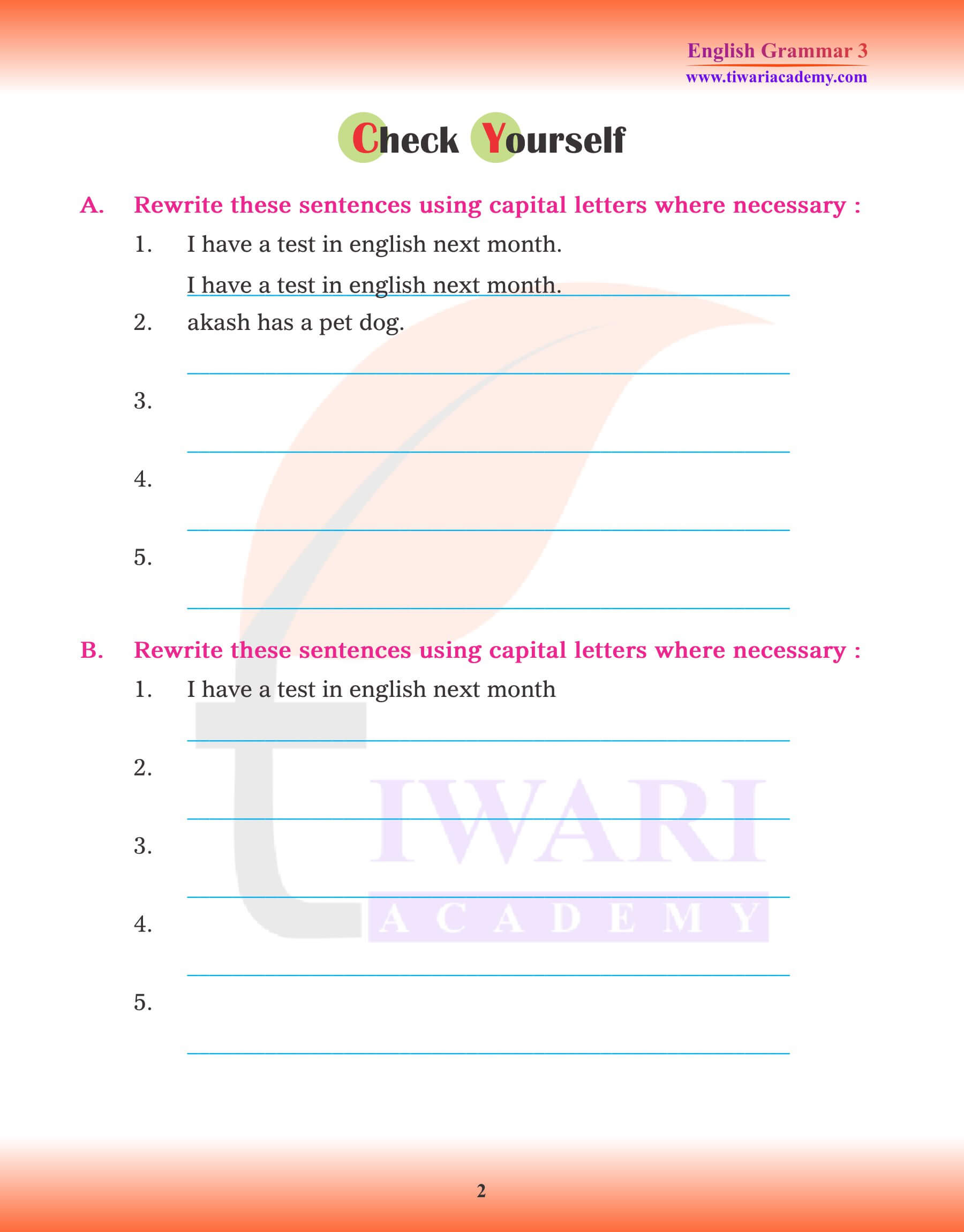 Class 3 English Grammar Punctuation