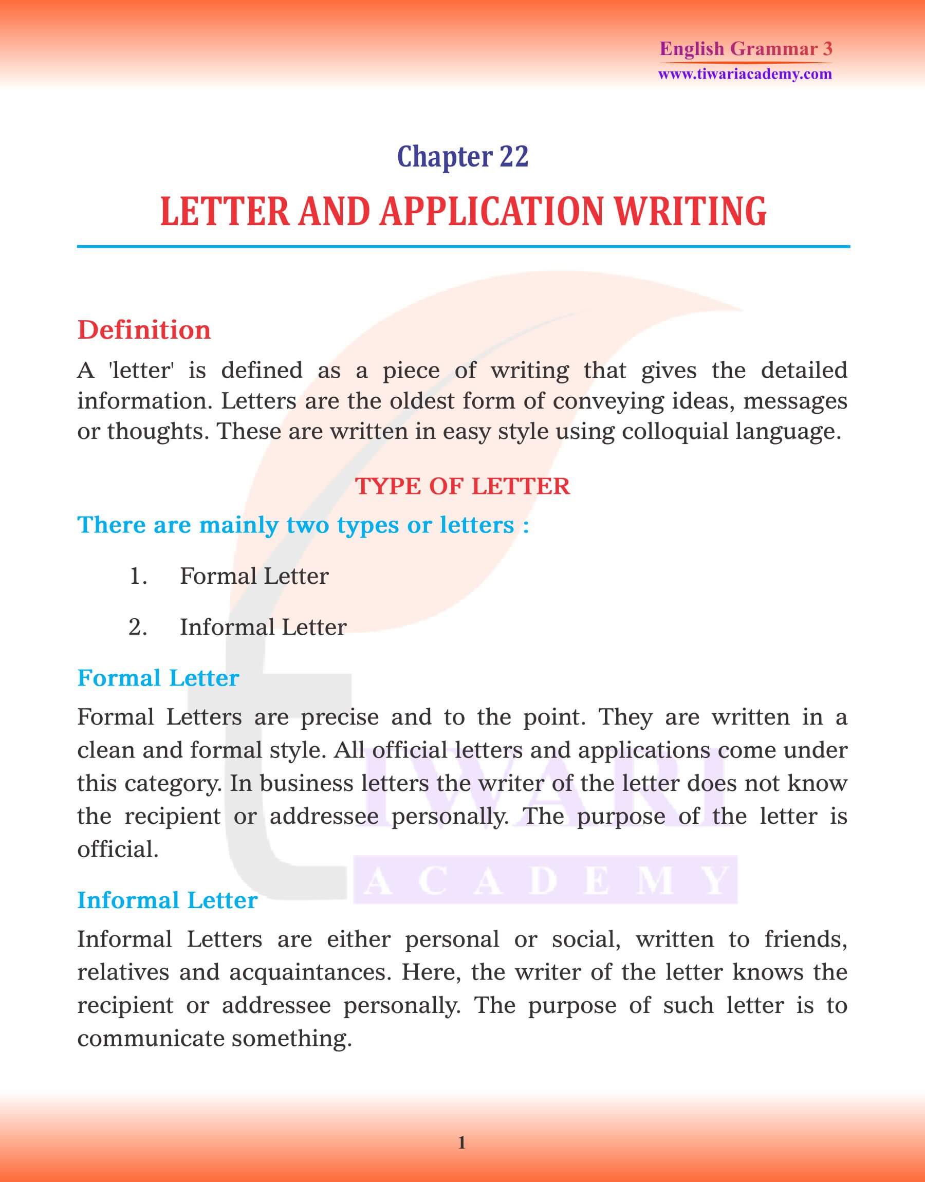 Class 3 English Grammar Chapter 22 Letter