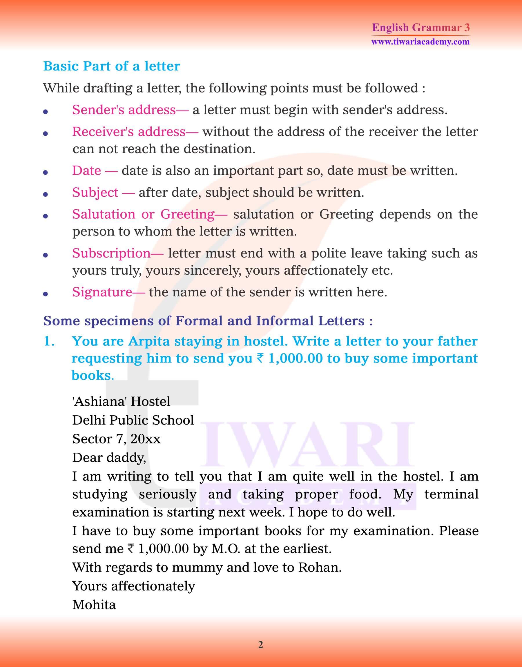 Class 3 English Grammar Chapter 22 Application Writing