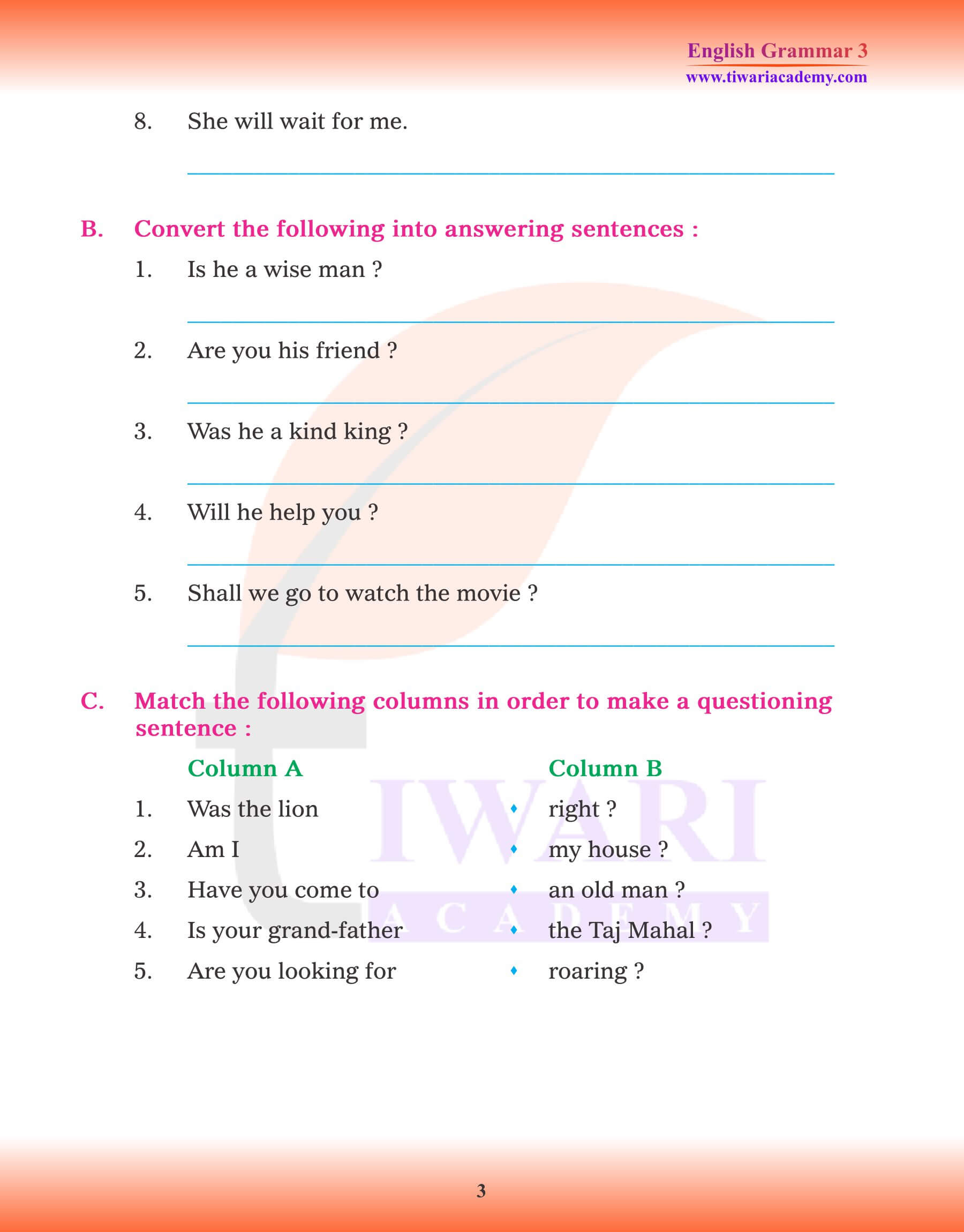 Class 3 English Grammar Chapter 3