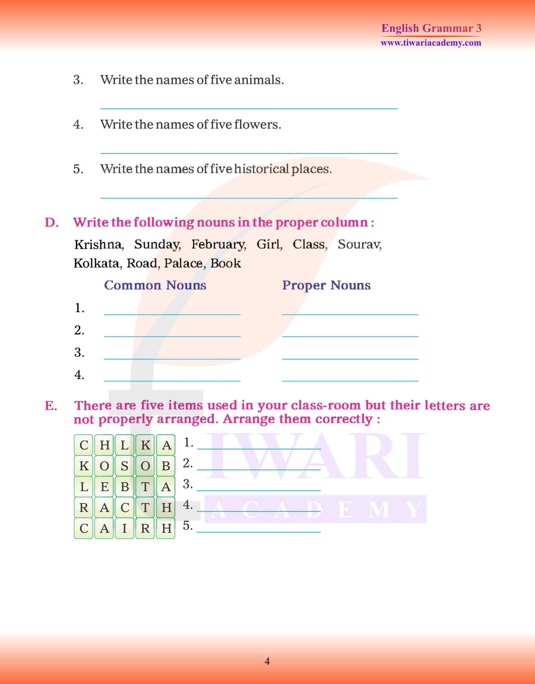 Class 3 Grammar Chapter 5 Noun