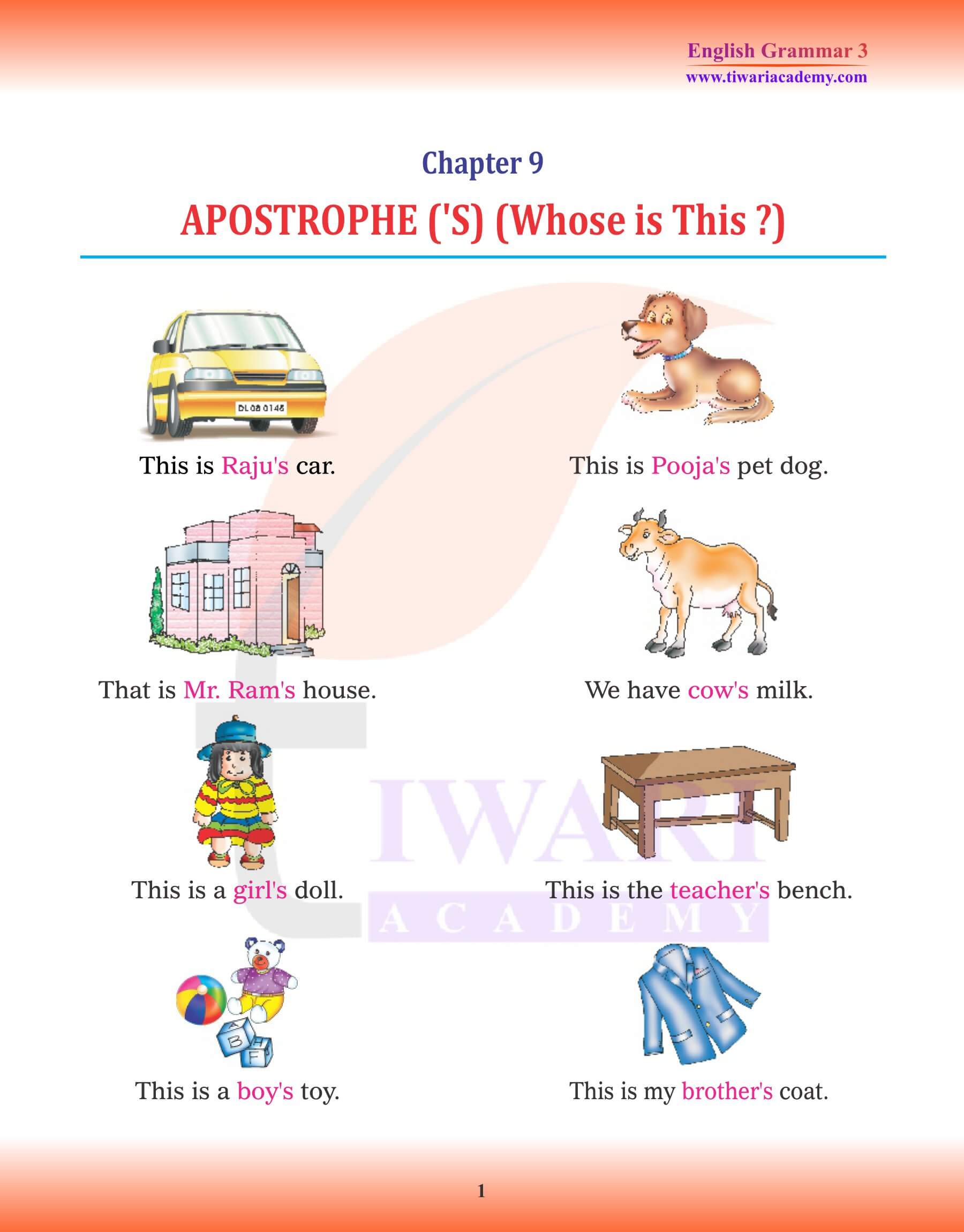 Class 3 English Grammar Chapter 9 Apostrophe