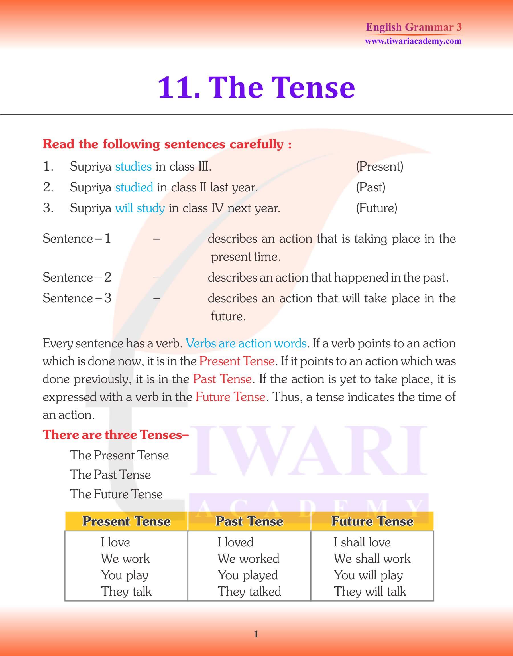 English Grammar for Grade 3 Chapter 11 Present Continuous Tense
