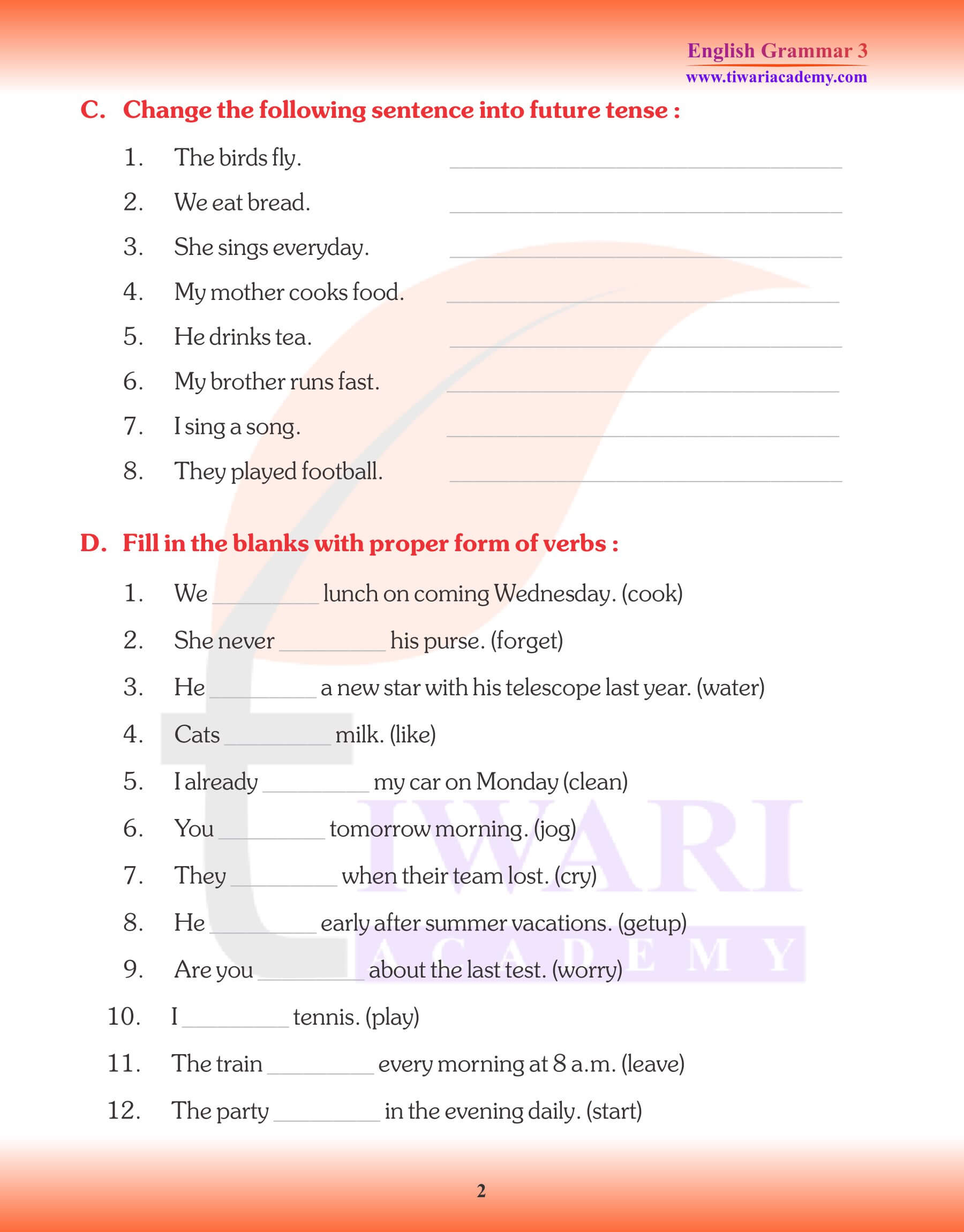 English Grammar for Grade 3 Simple Tense