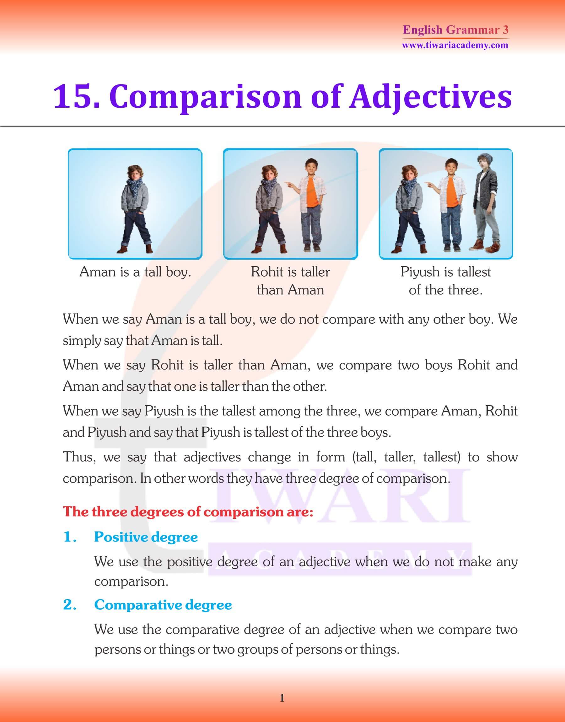 English Grammar for Grade 3 Chapter 15 Comparision