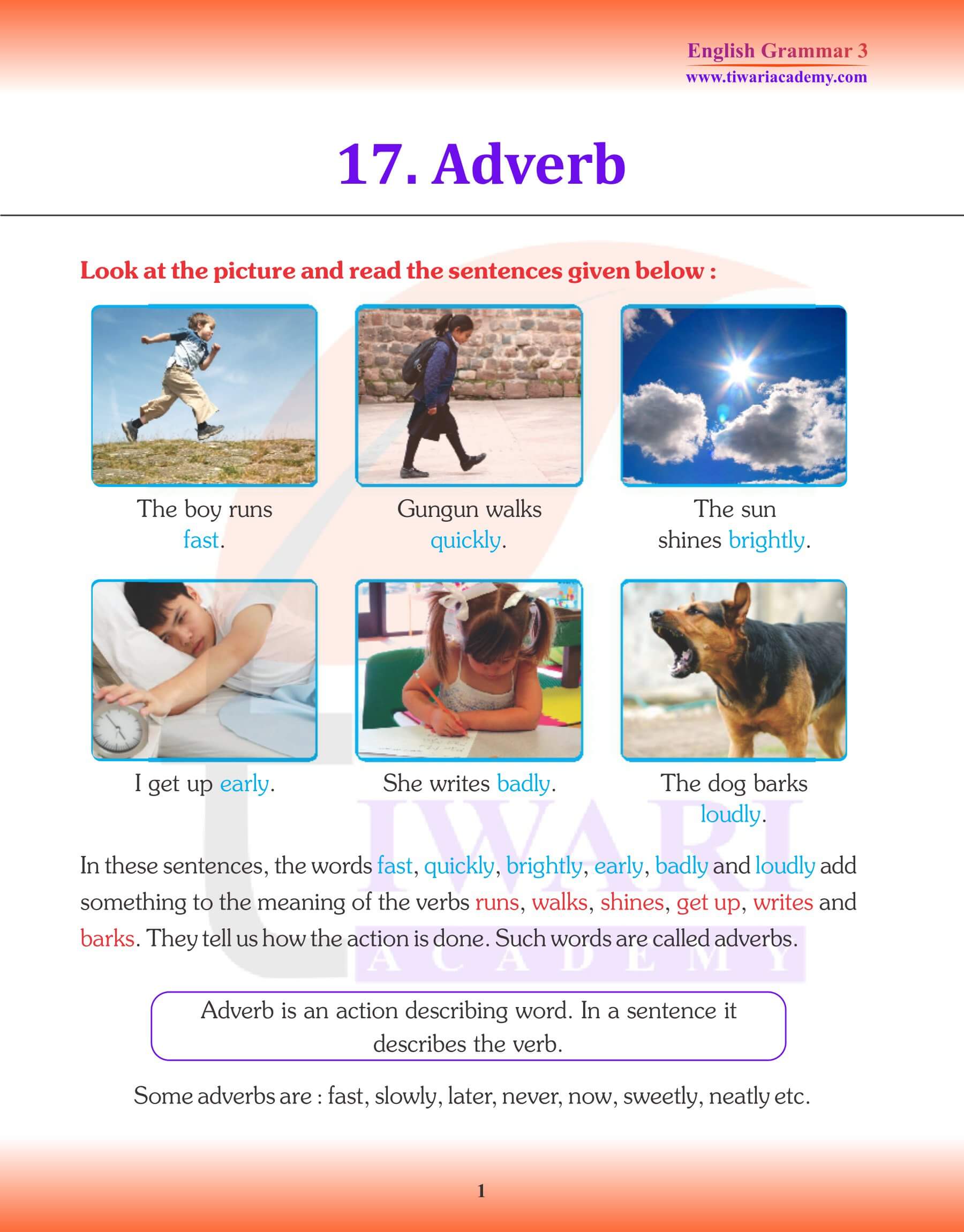 English Grammar for Grade 3 Chapter 17 Adverb